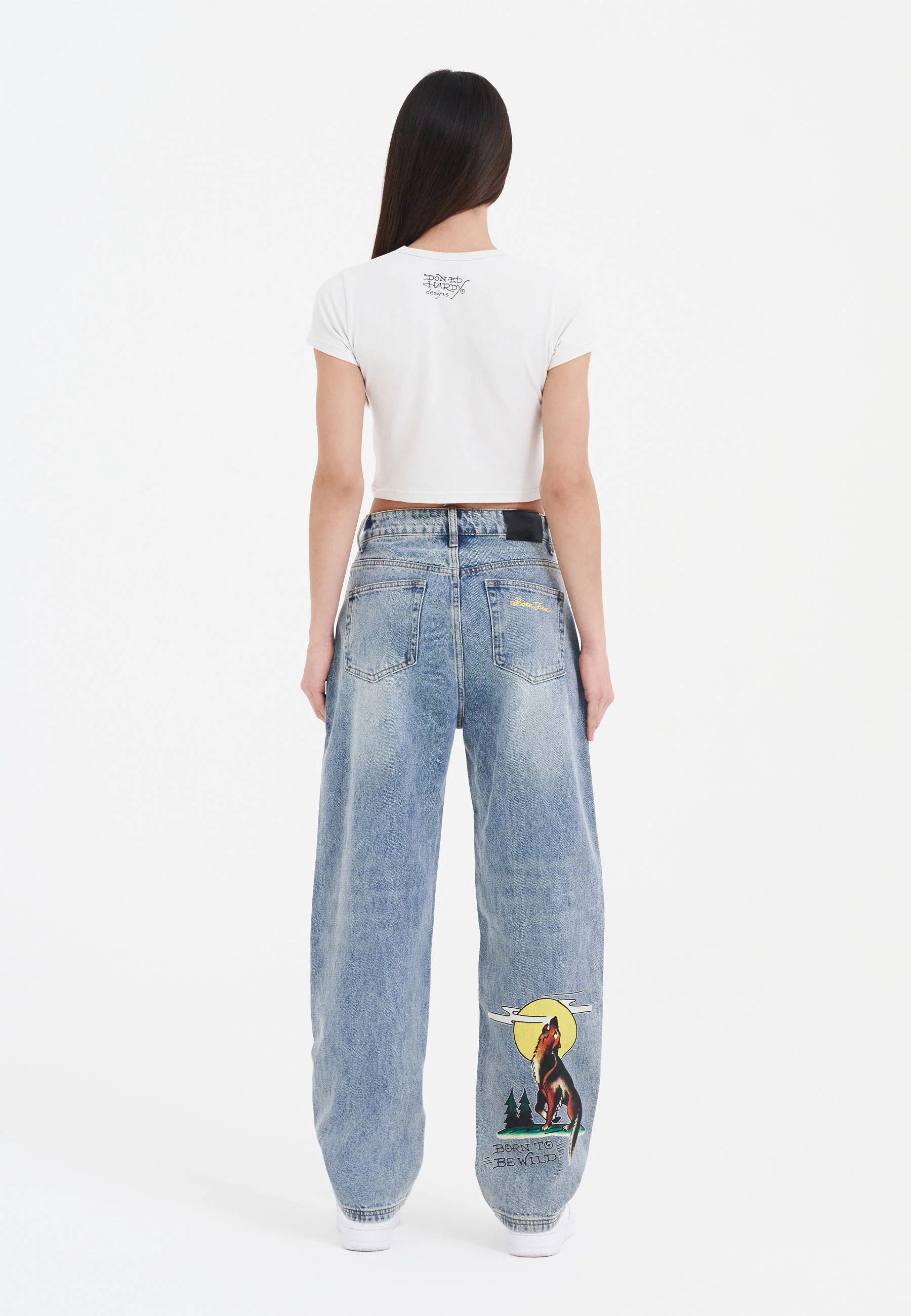 Womens Born-Wild Relaxed Fit Denim Trousers Jeans - Bleach - Image 10