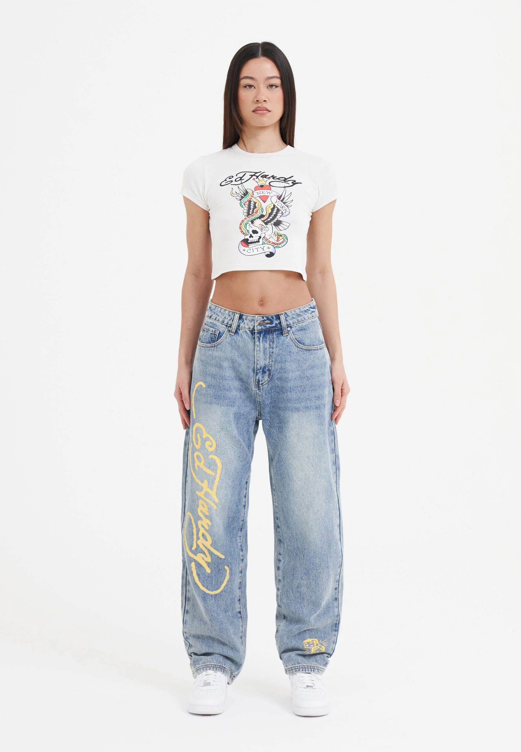 Womens Born-Wild Relaxed Fit Denim Trousers Jeans - Bleach - Image 8