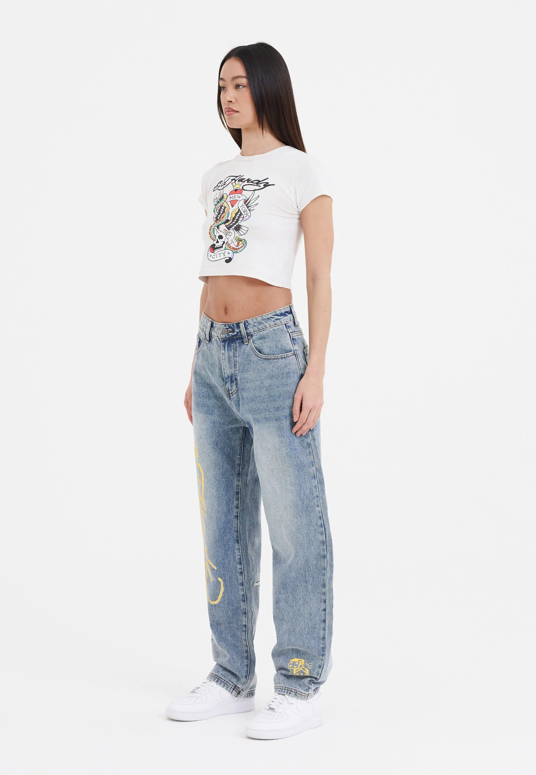 Womens Born-Wild Relaxed Fit Denim Trousers Jeans - Bleach - Image 9