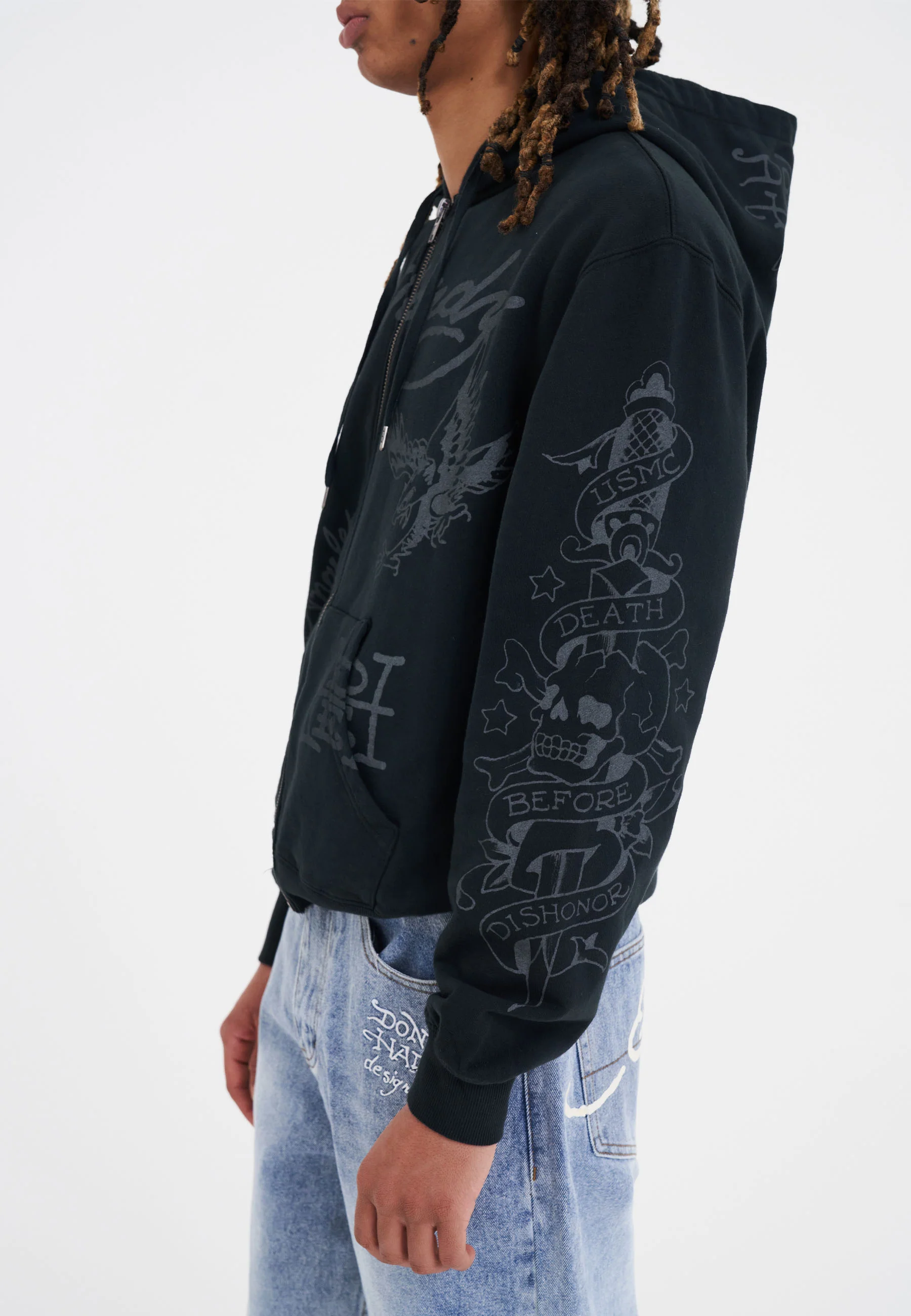 Mens Death-Before Mono Hoodie - Black - Image 3