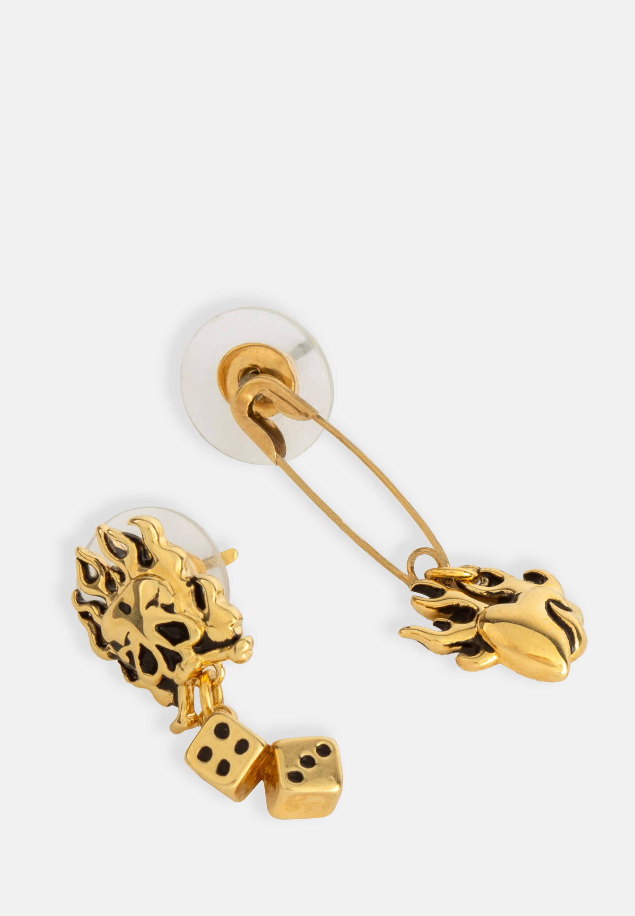 Ed Hardy Flaming Skull and Dice earring - Gold - Image 3