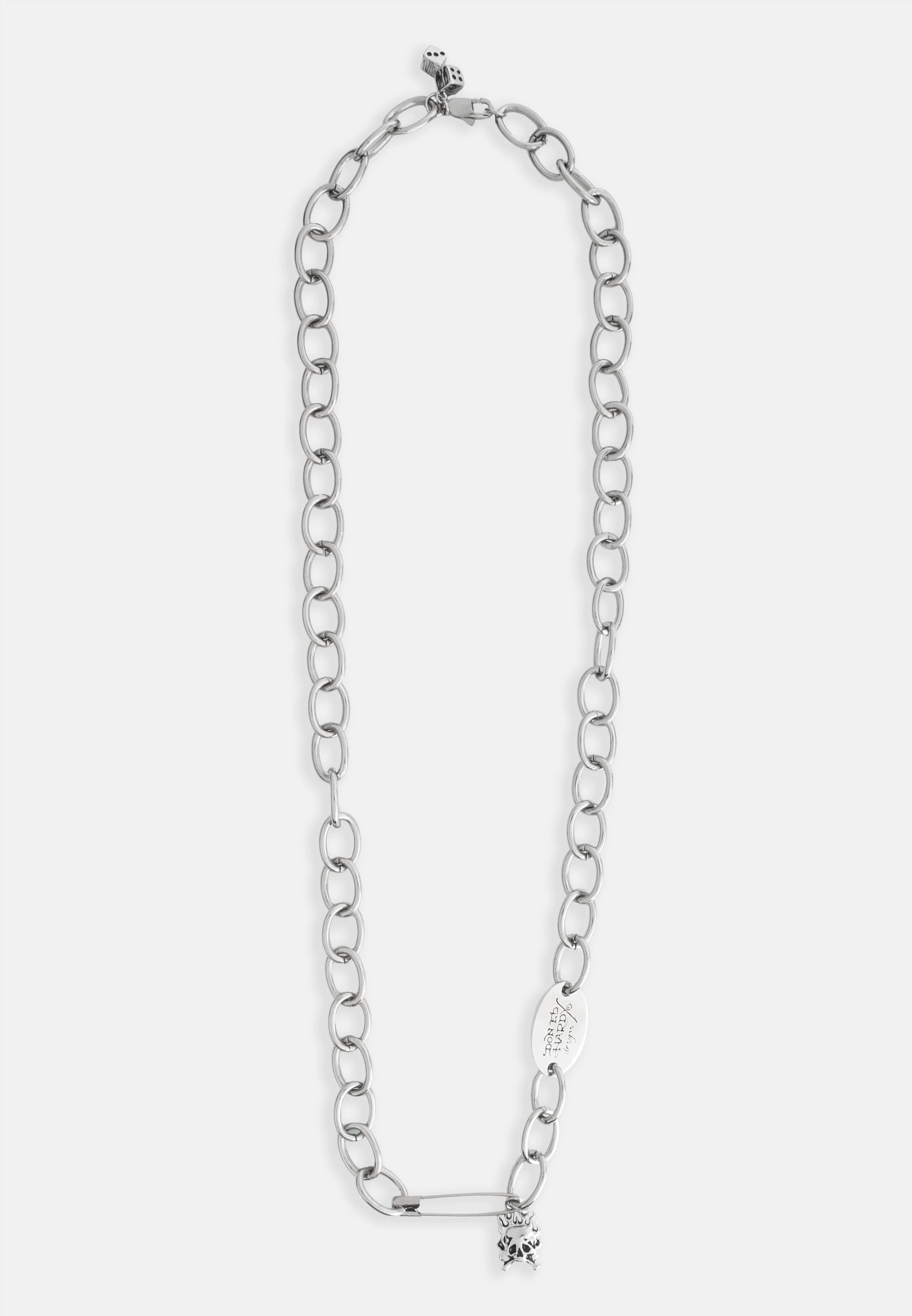 Ed Hardy Flaming Skull Necklace - Silver - Image 3