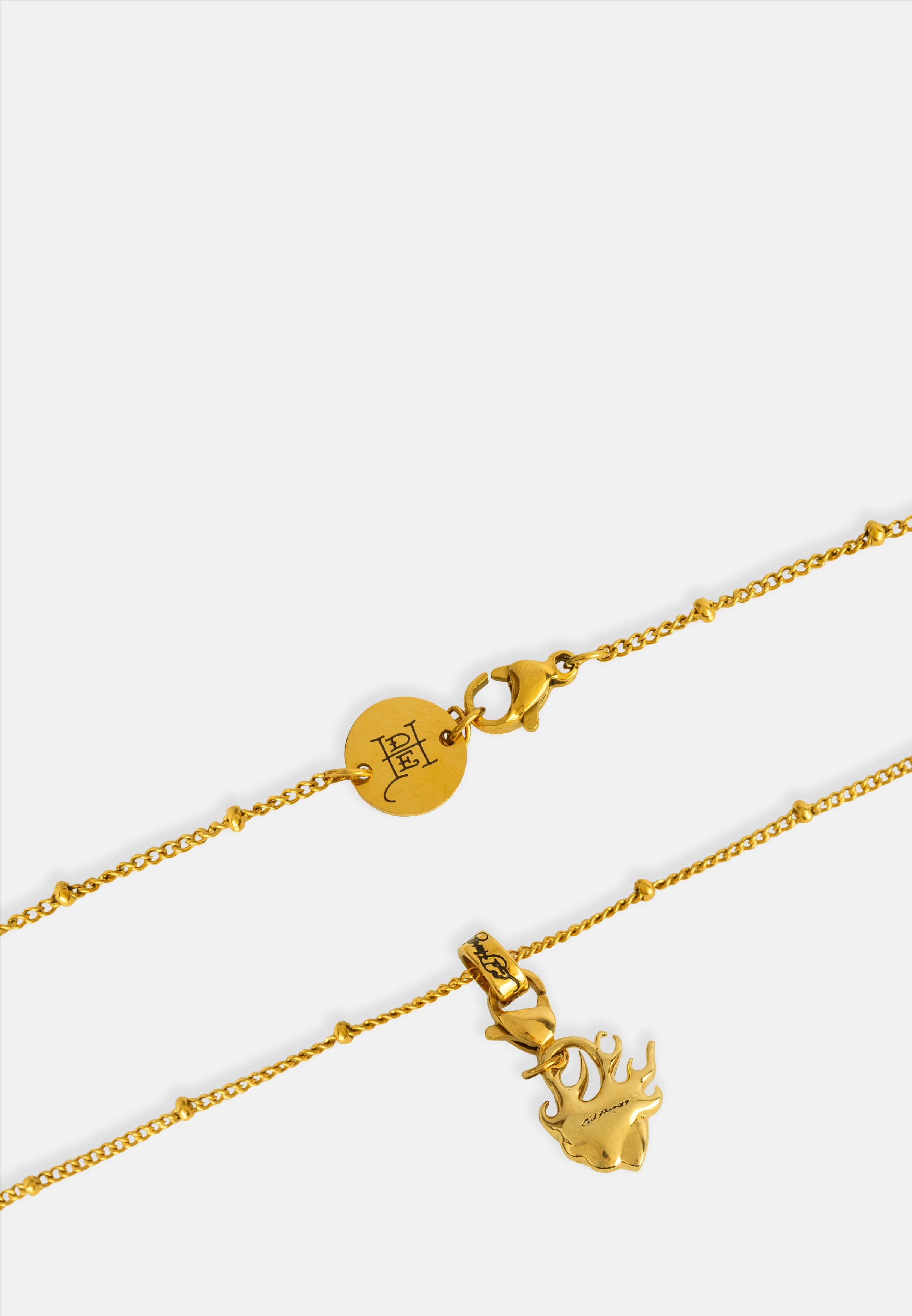 Ed Hardy Mini Flaming Heart Charm Necklace - Gold - Image 3