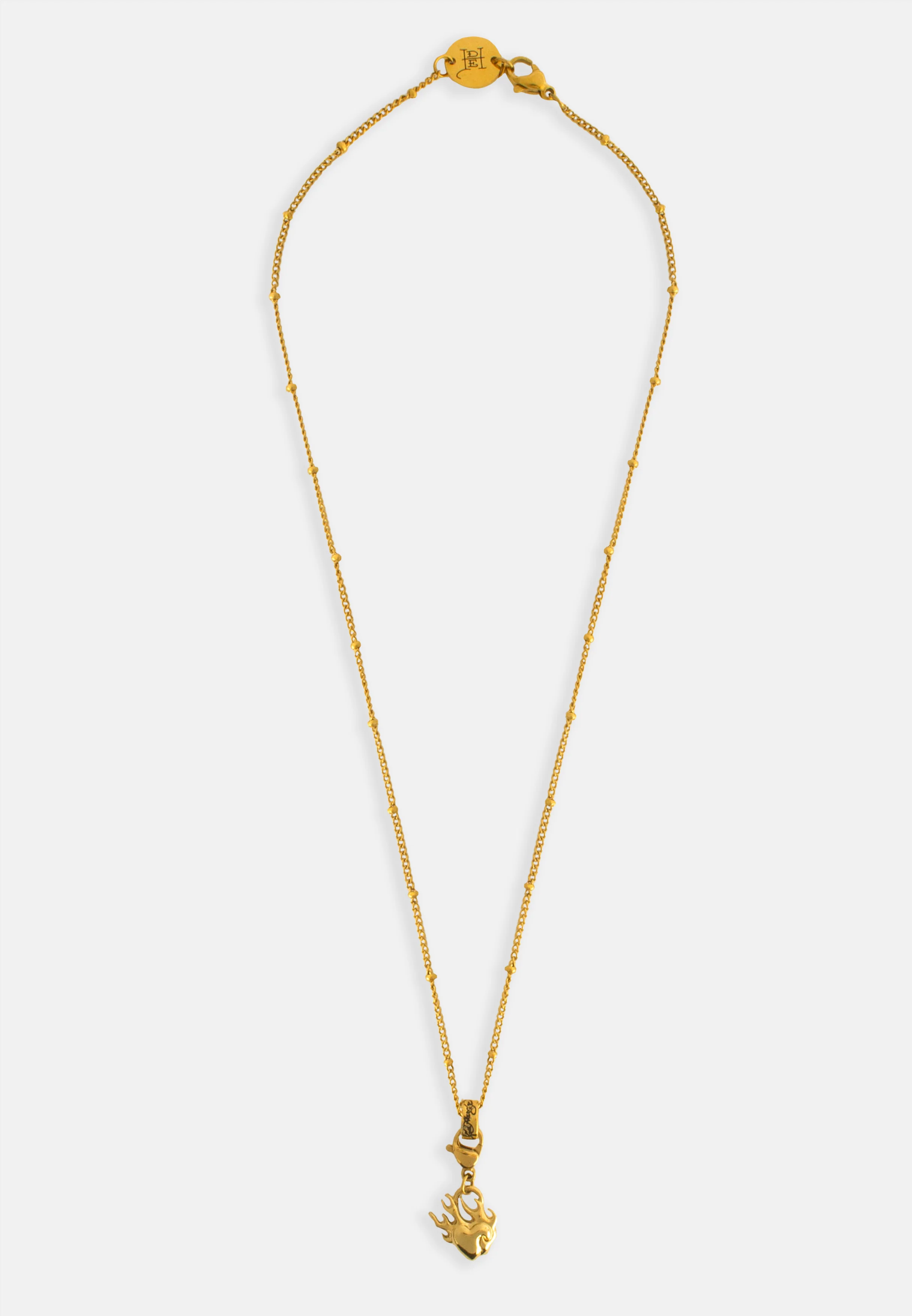 Ed Hardy Mini Flaming Heart Charm Necklace - Gold - Image 5