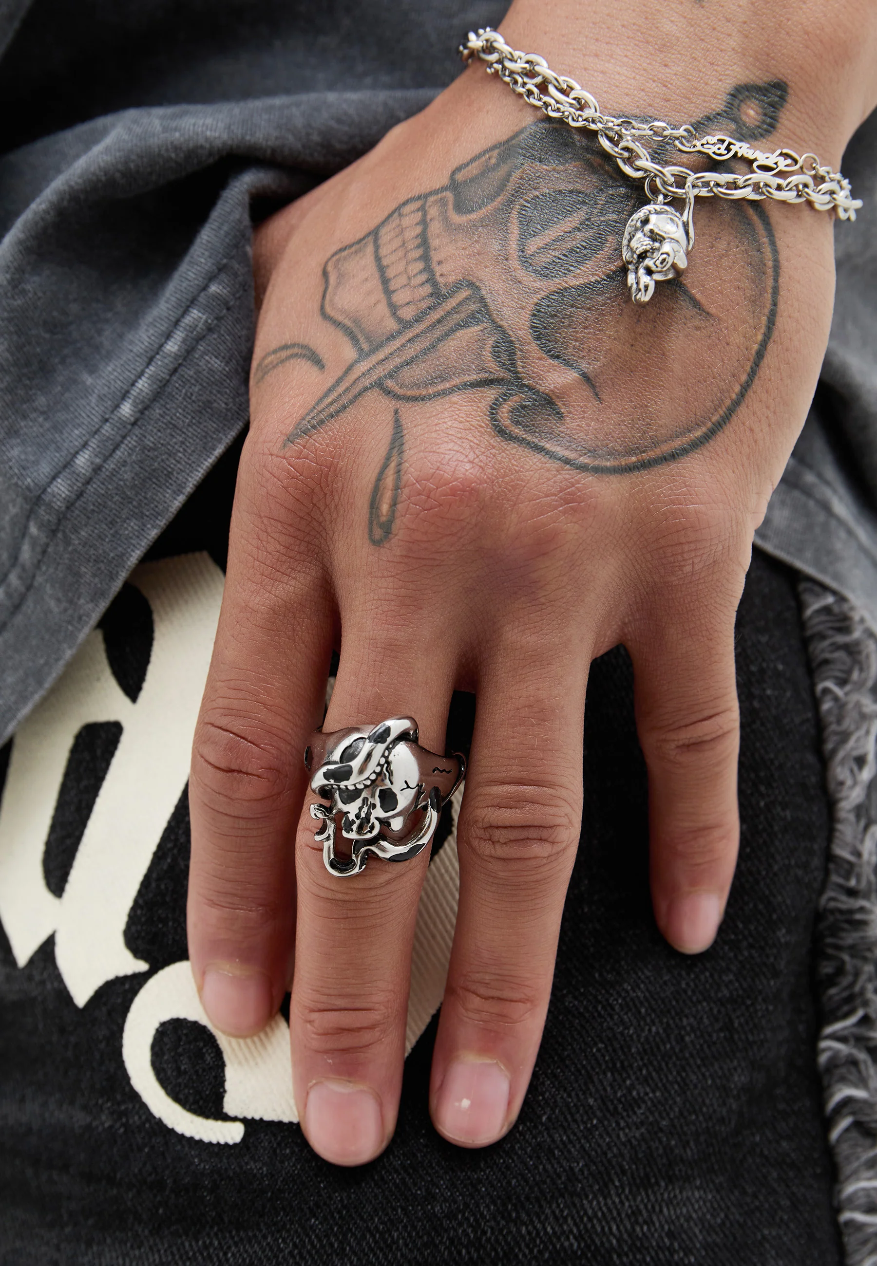 Ed Hardy Skull and Snake Ring - Silver - Image 5