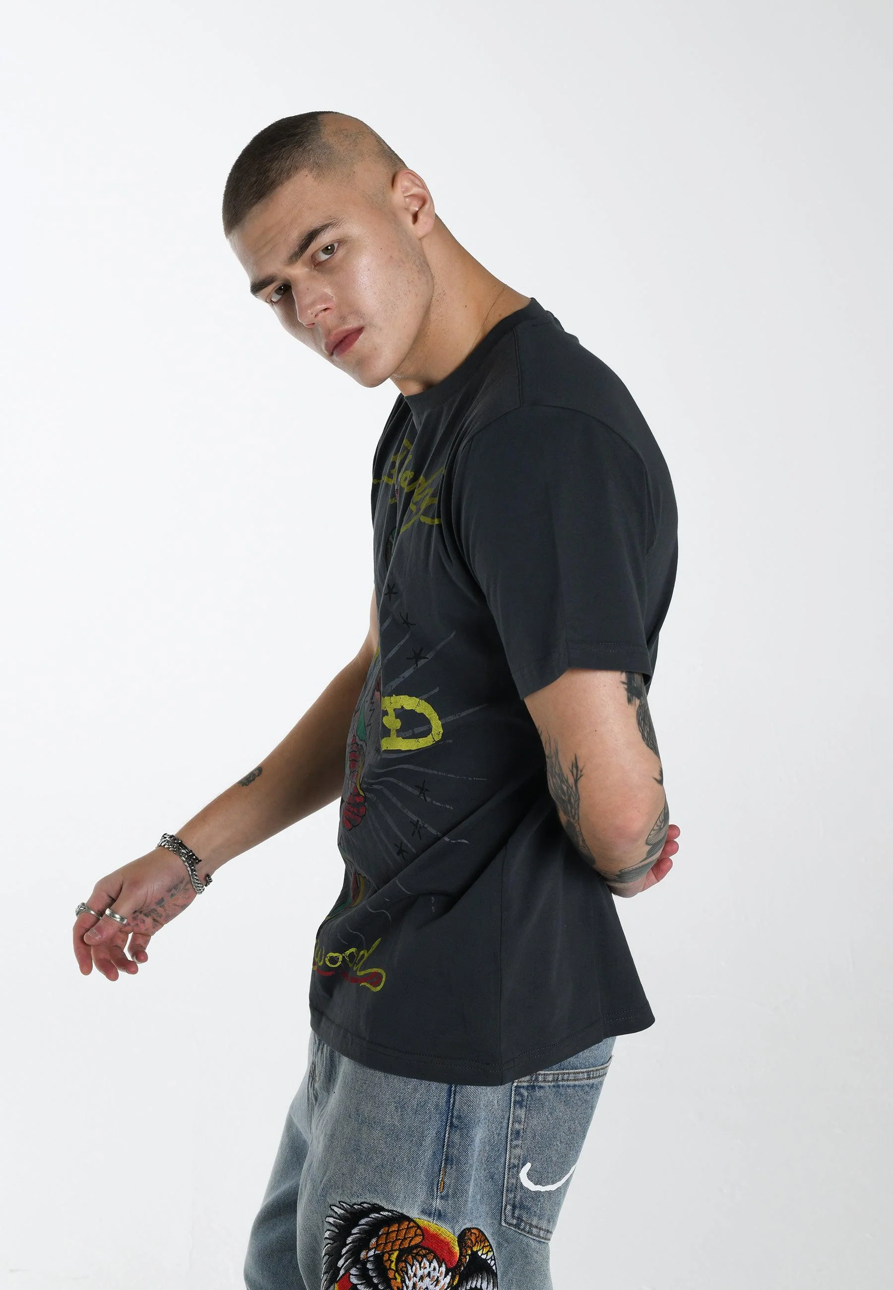 Mens Hollywood-Snake T-Shirt - Black - Image 4