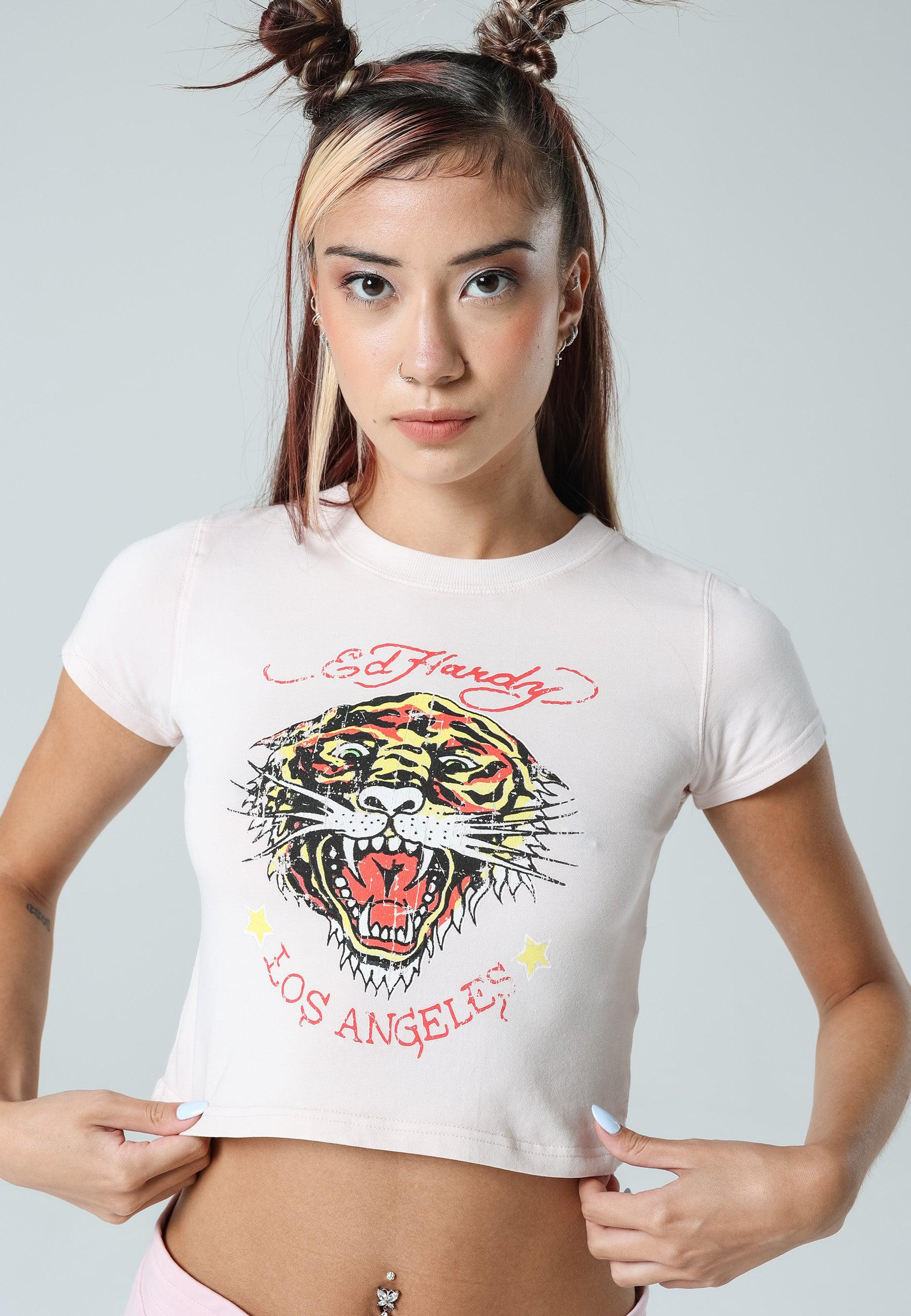 Womens La-Roar-Tiger Cropped Baby T-Shirt - Pink - Image 6