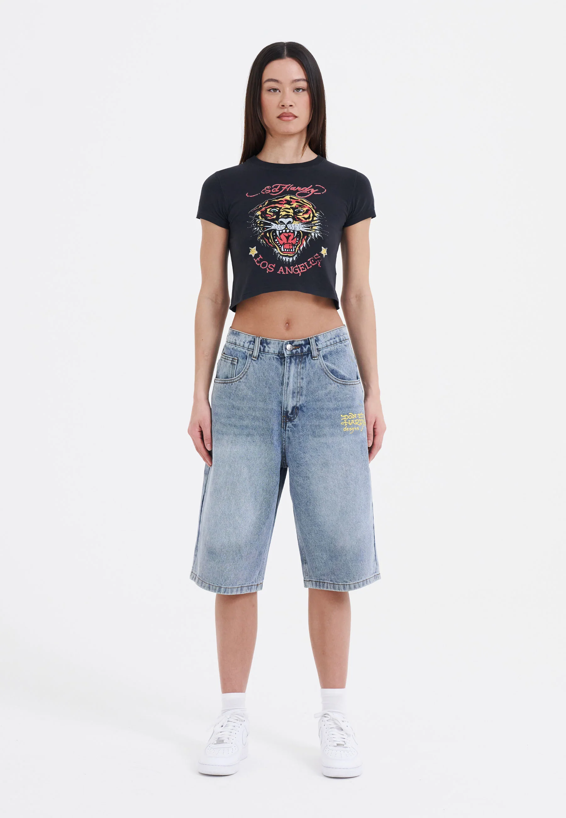 Womens La-Roar-Tiger Cropped Baby T-Shirt - Black - Image 3