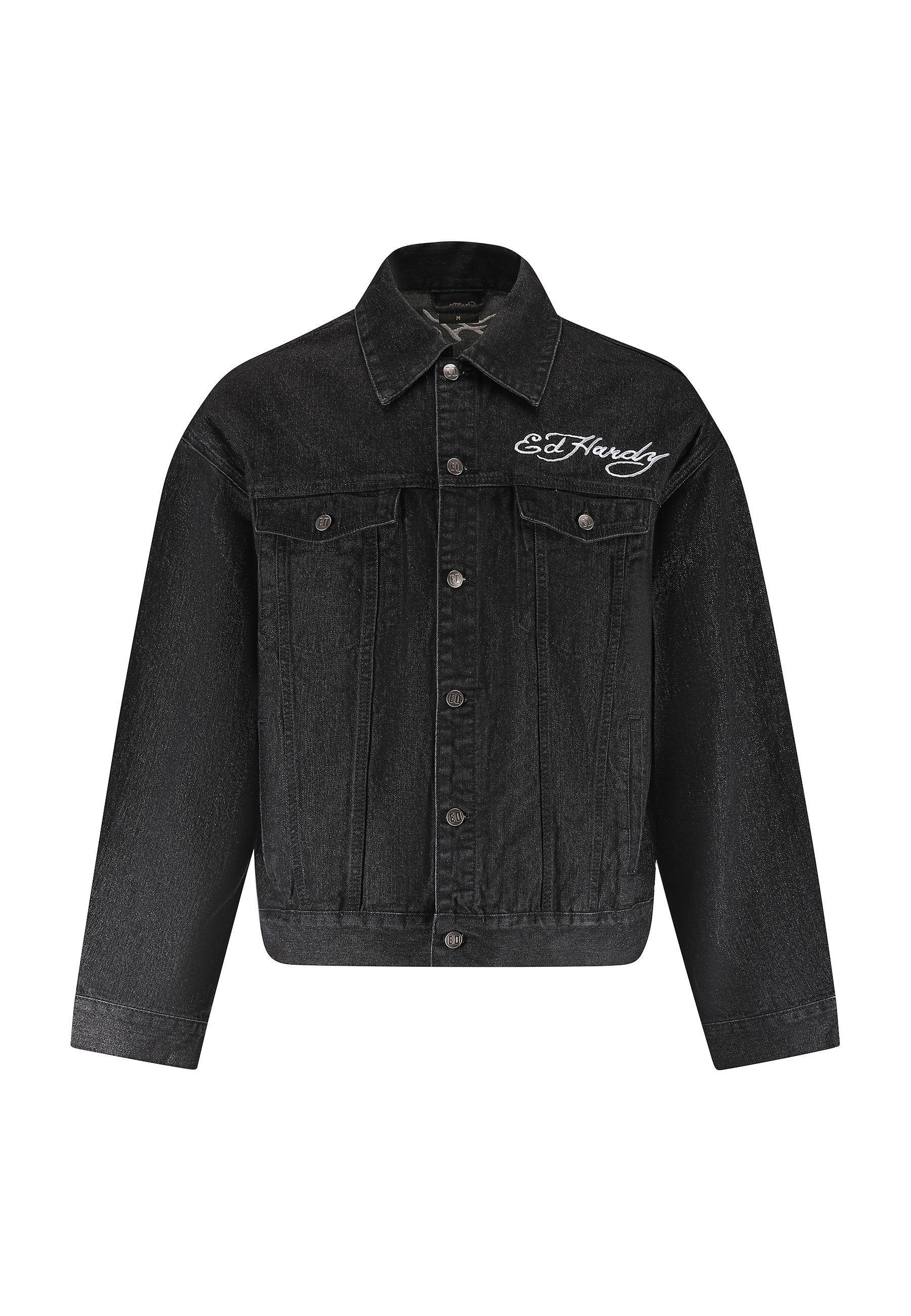 Mens Abstract United Dreams Oversized Denim Jacket - Black - Image 8