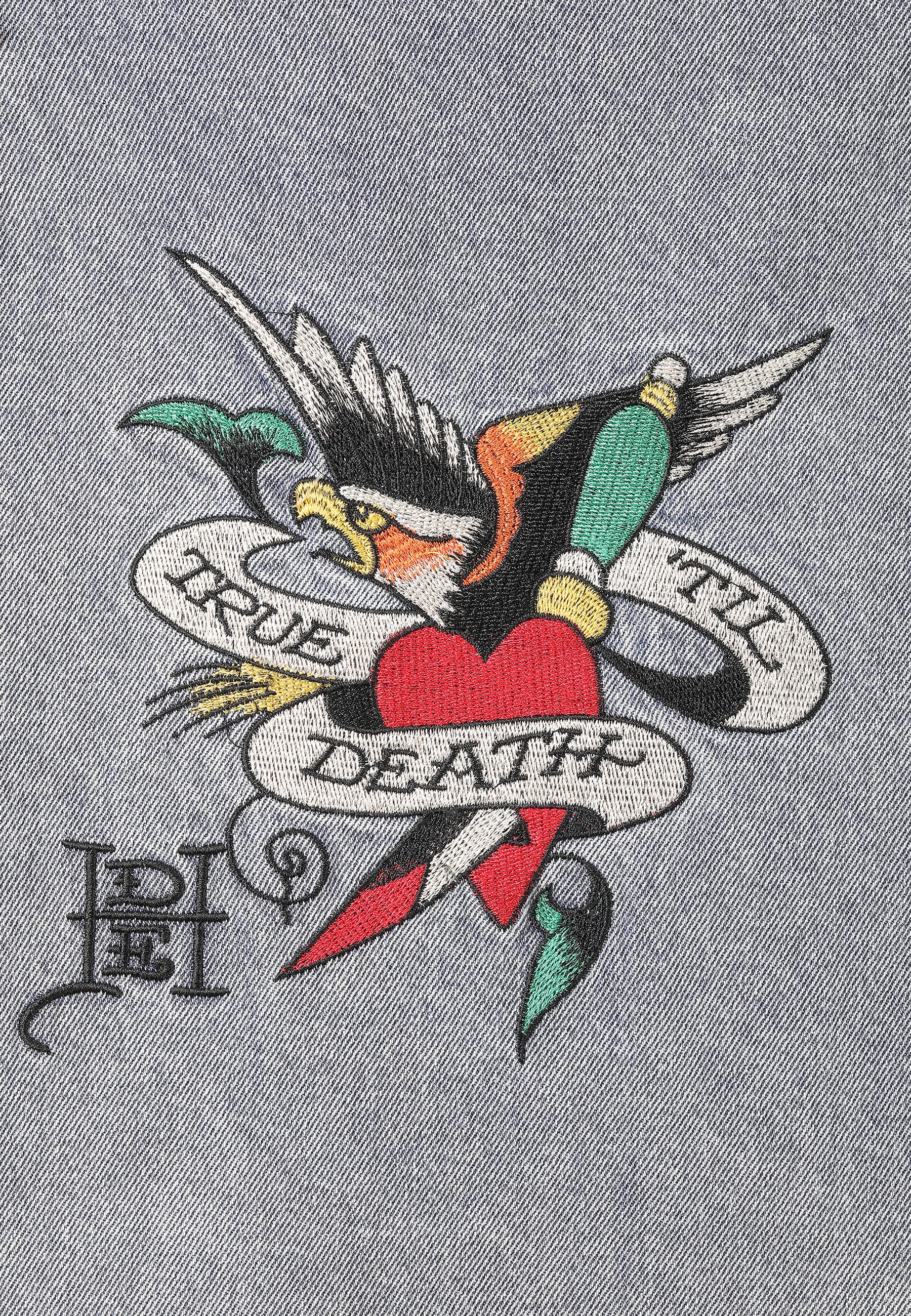 Mens Battle Of Eagles Denim Chore Jacket - Blue - Image 11