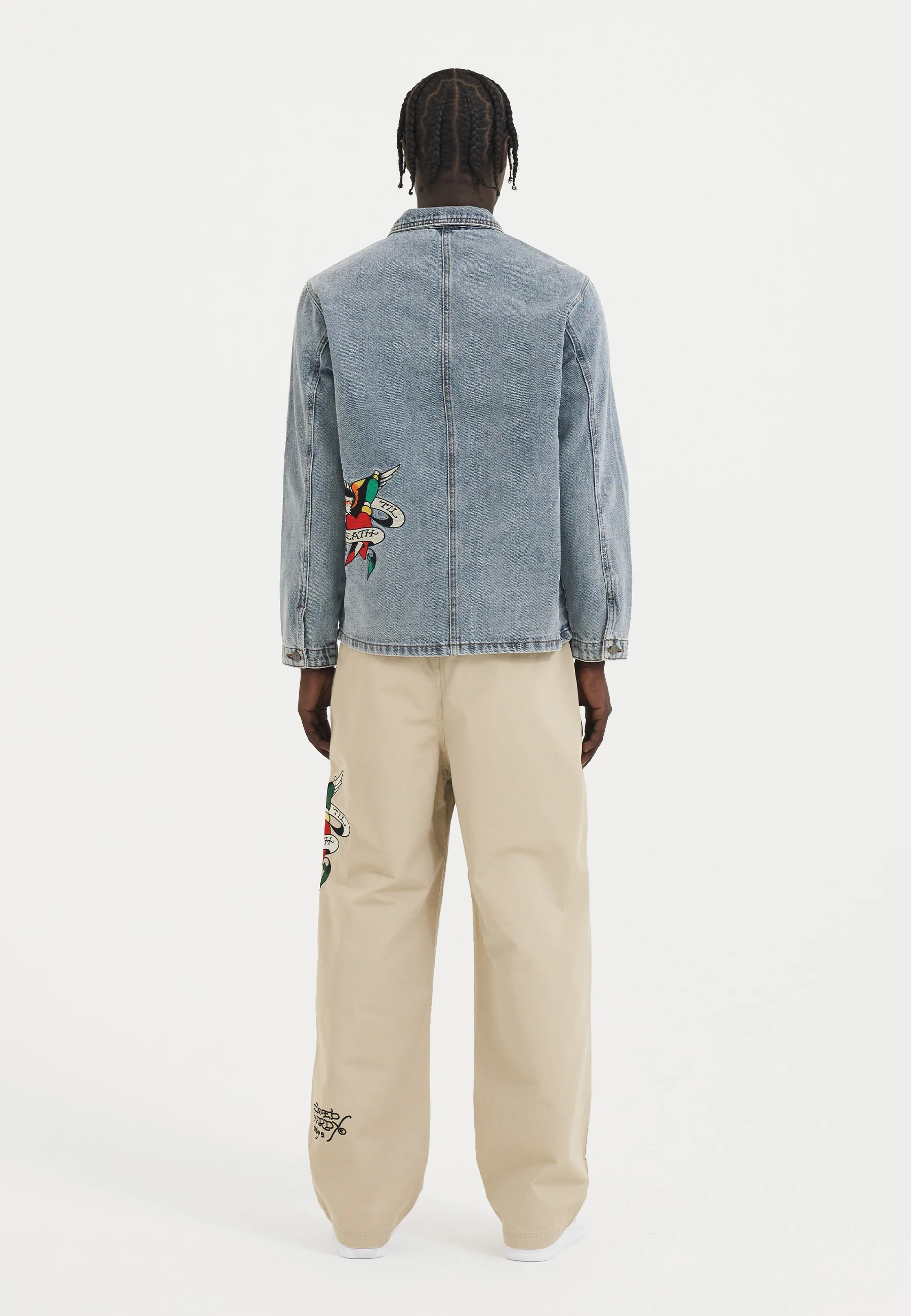 Mens Battle Of Eagles Denim Chore Jacket - Blue - Image 5