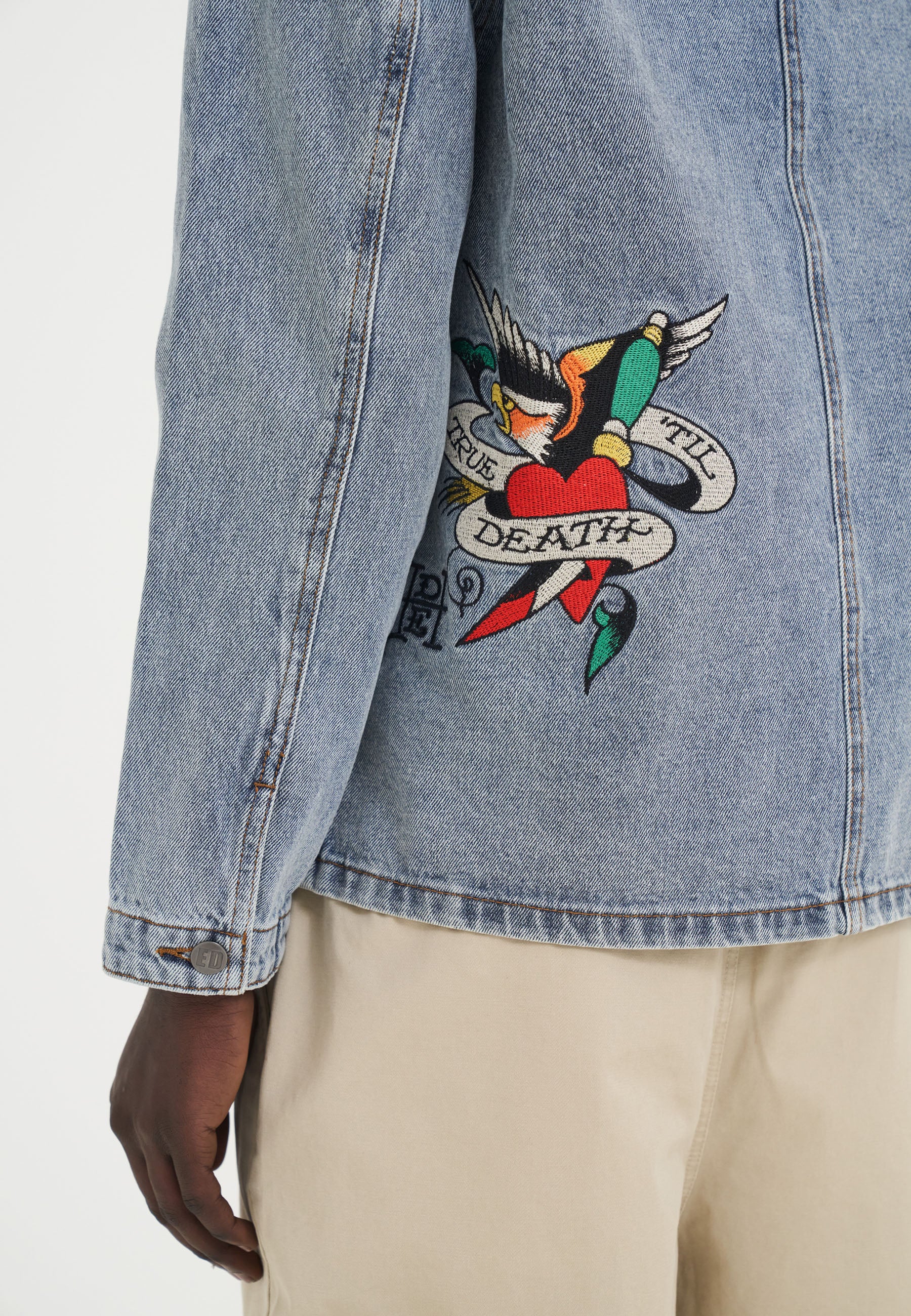 Mens Battle Of Eagles Denim Chore Jacket - Blue - Image 6