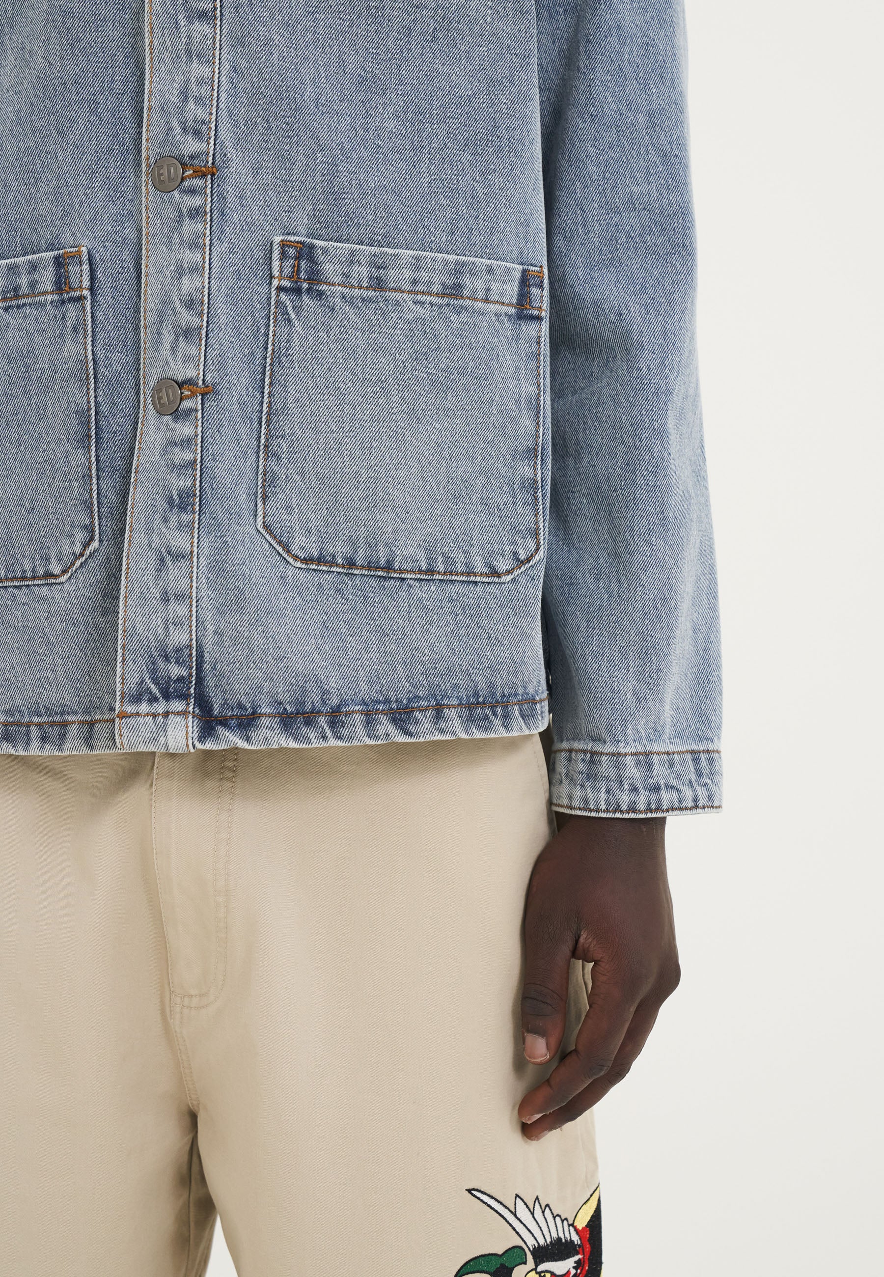 Mens Battle Of Eagles Denim Chore Jacket - Blue - Image 8