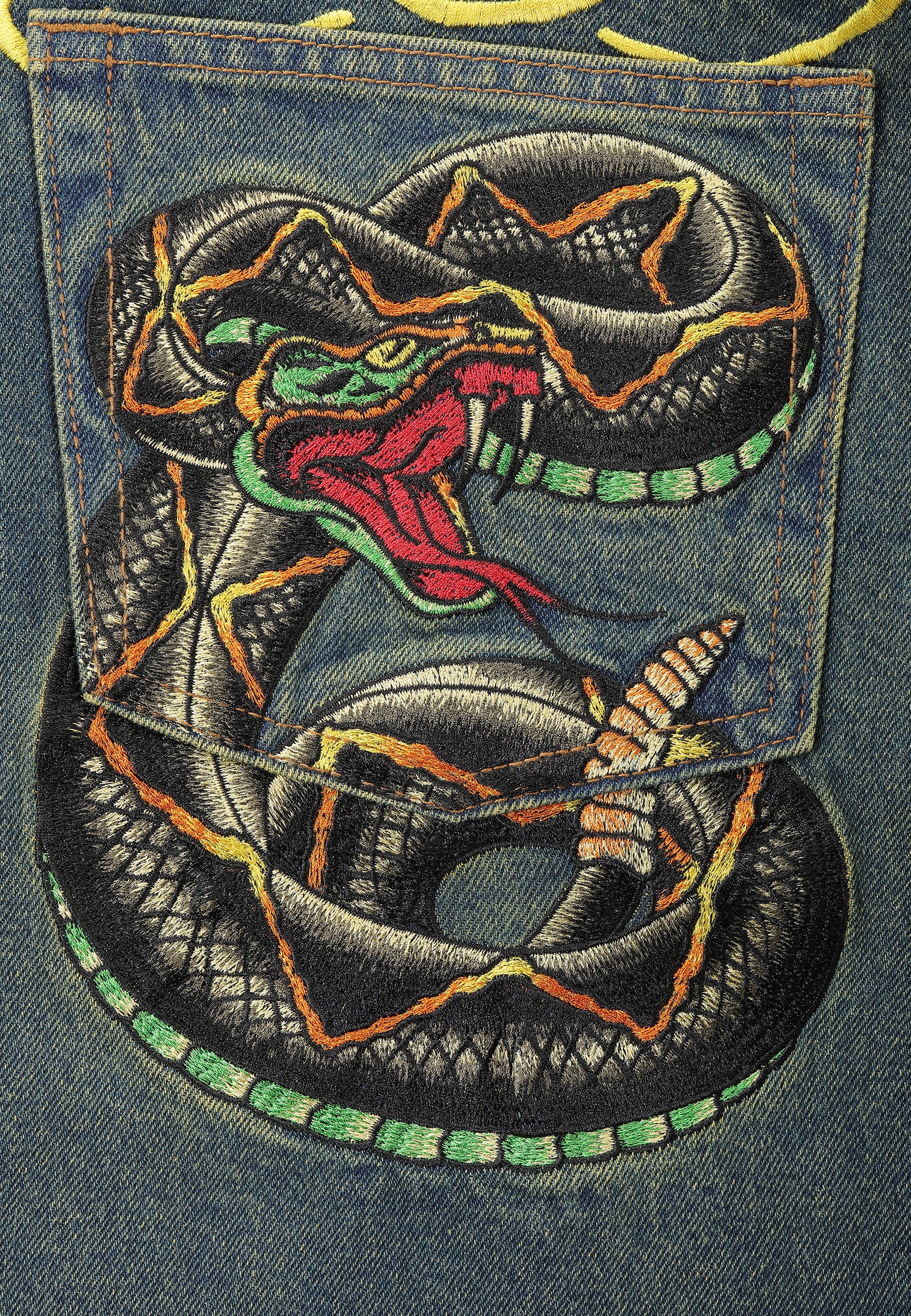 Mens Black Snake Denim Jorts Shorts - Green - Image 11