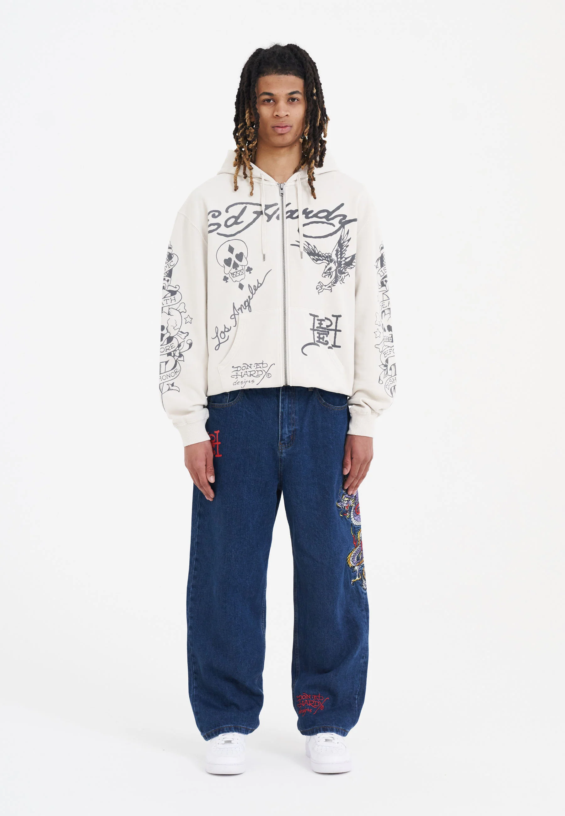 Mens Death-Before Mono Hoodie - Beige - Image 5