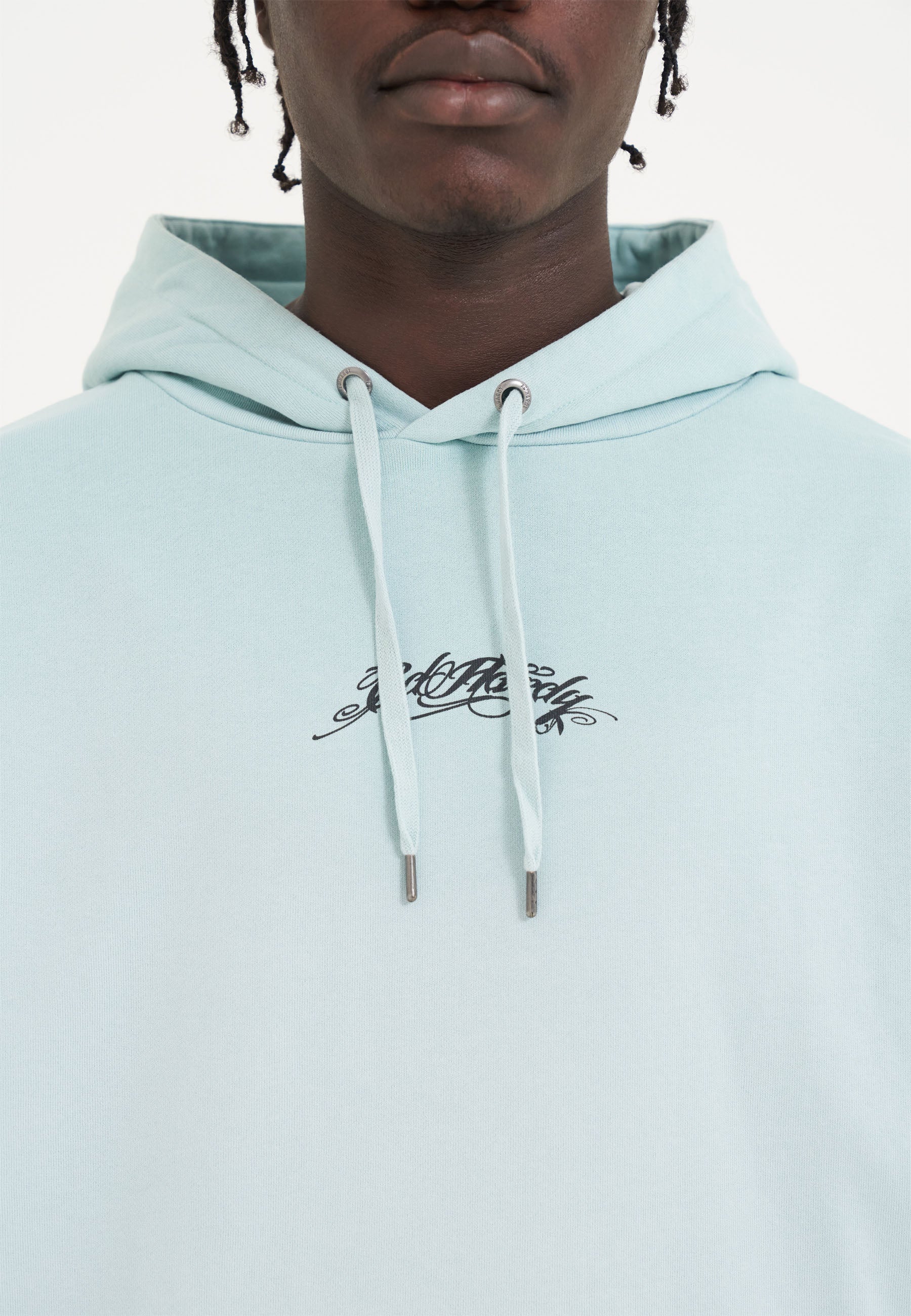 Mens Death Fighter Graphic Hoodie - Light Green/Grey - Image 6