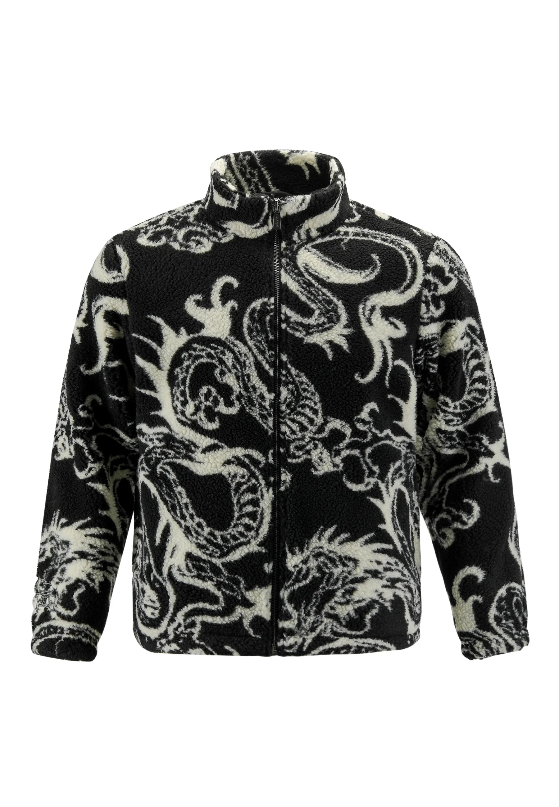 Mens Drag Battle Aop Fleece Jacket - Black/Beige - Image 6