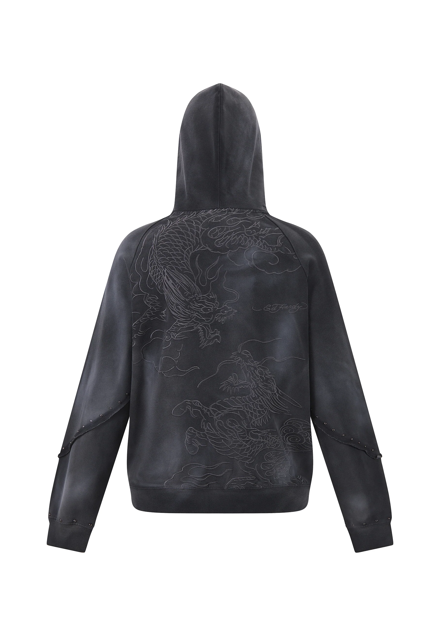 Mens Drag Battle Stud Zip Thru Hoodie - Black - Image 12