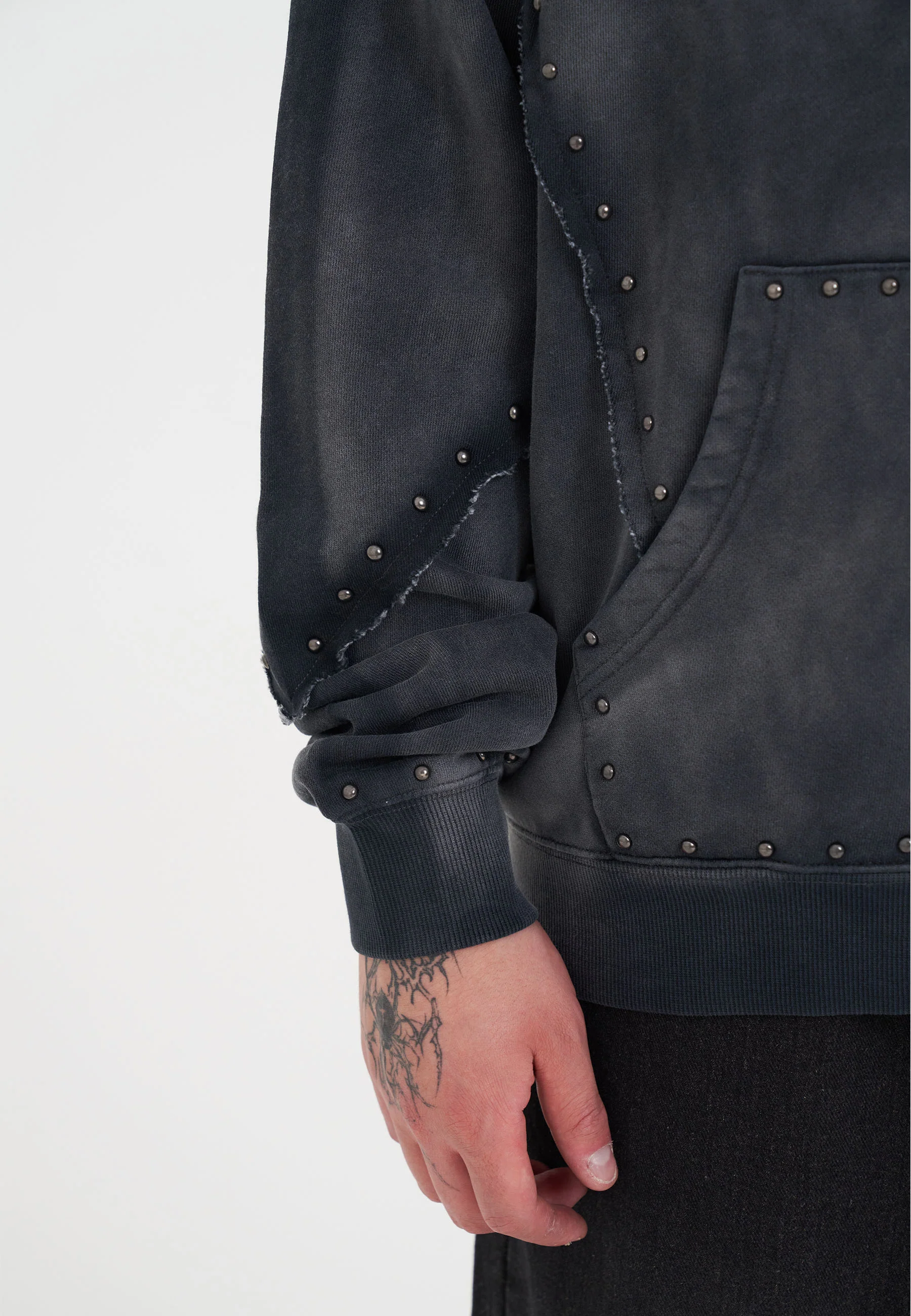 Mens Drag Battle Stud Zip Thru Hoodie - Black - Image 9