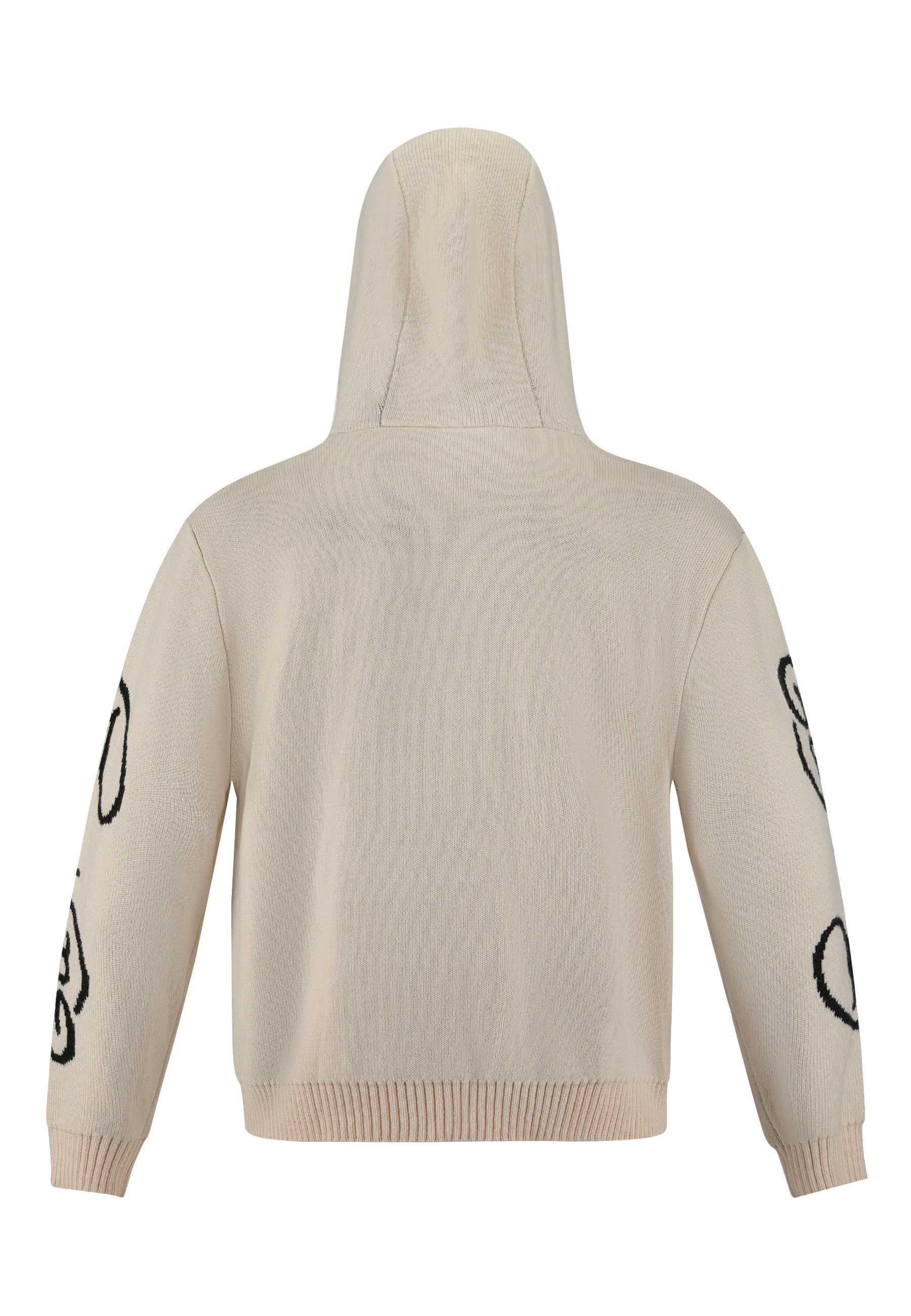 Mens Dragon Zip Thru Knitted Hoodie - Beige - Image 6