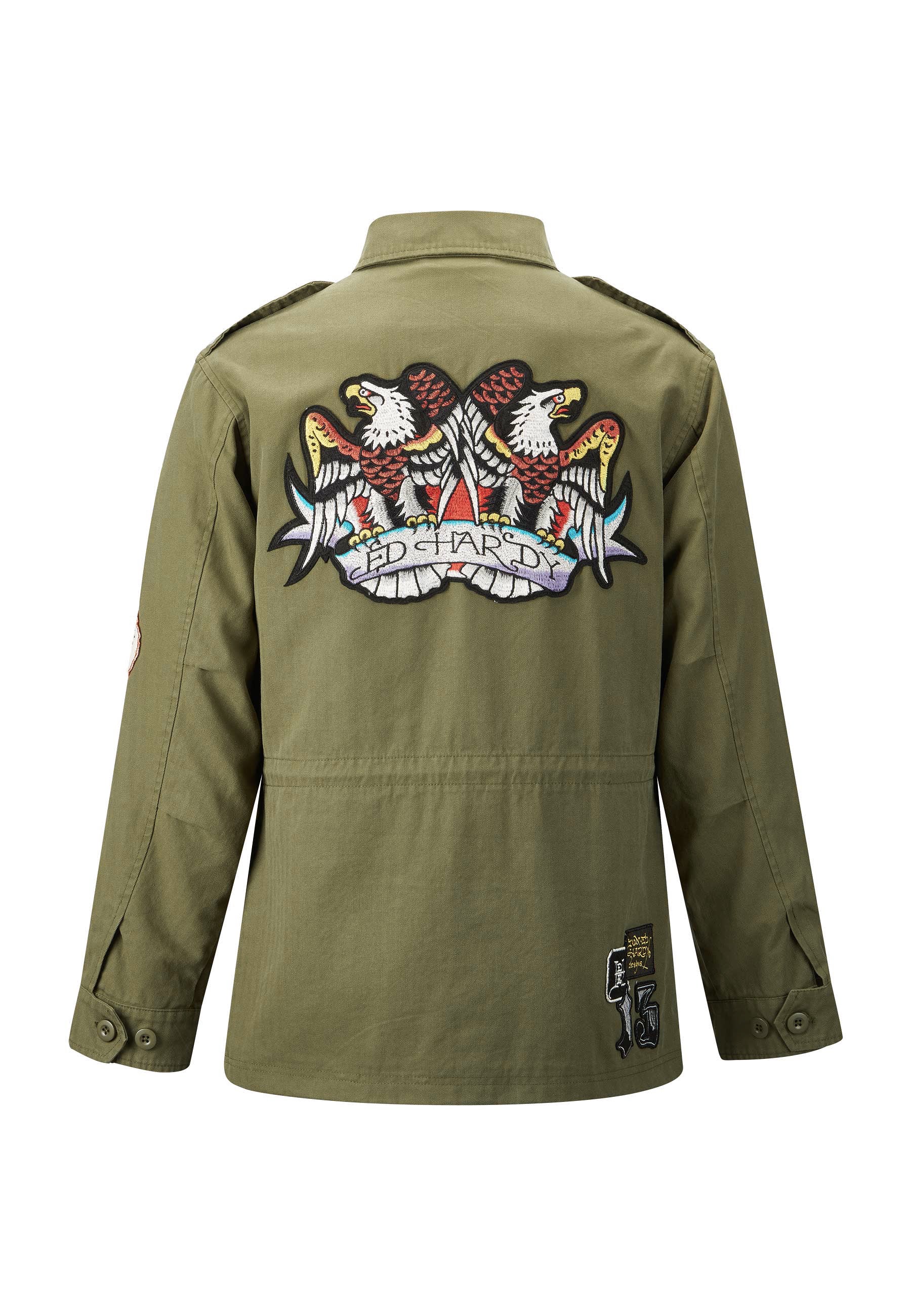 Mens Eagle Crystal Rock Field Jacket - Khaki - Image 5