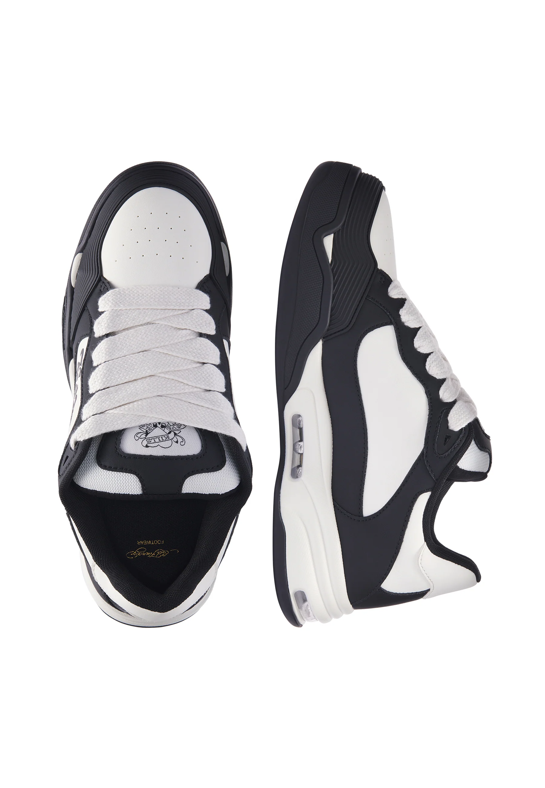 Mens Ed Hardy Gothic Skater Sneaker - Black/White - Image 4