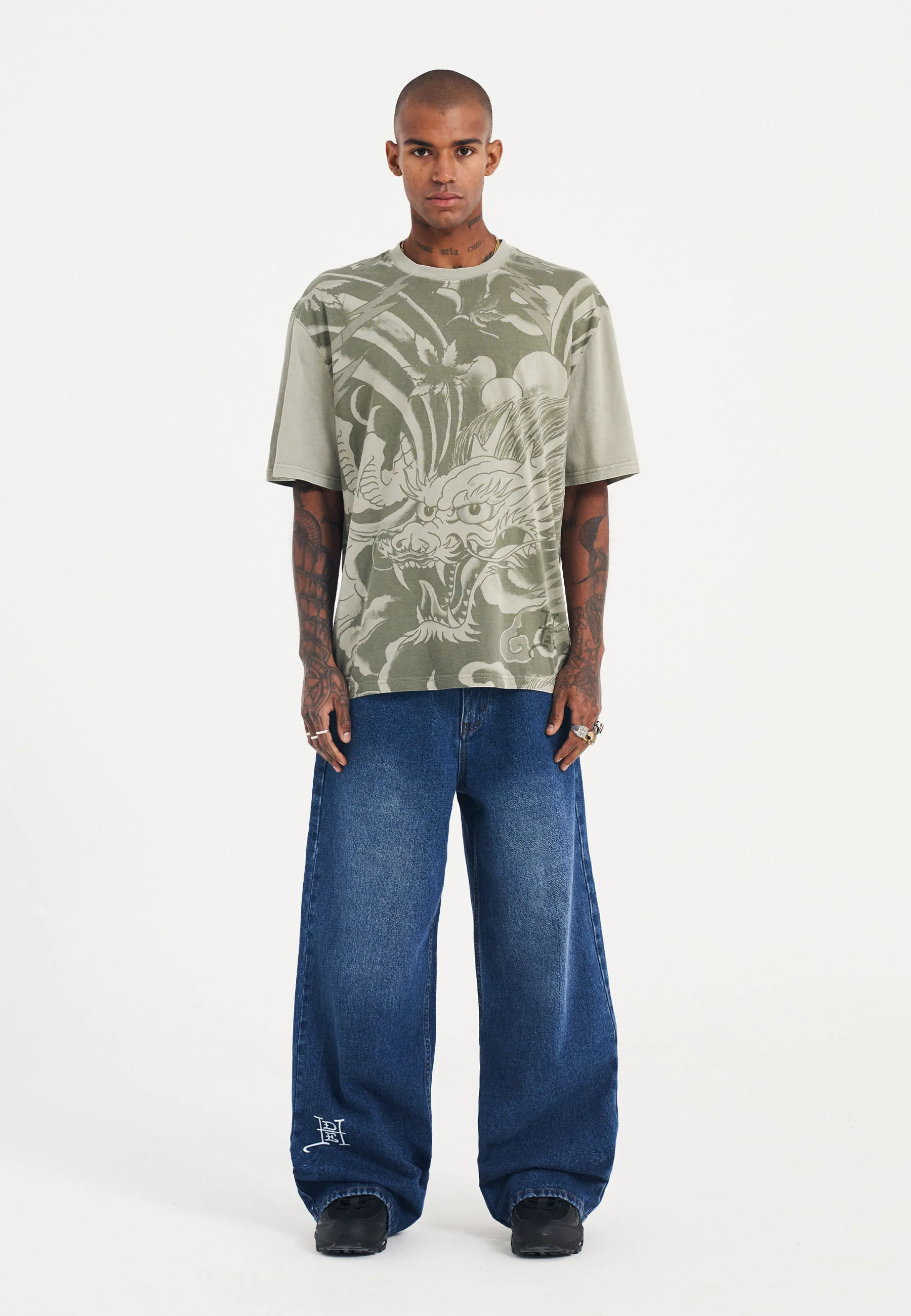 Mens Exploding Skull Xxtra Denim Trousers Jeans - Indigo - Image 4