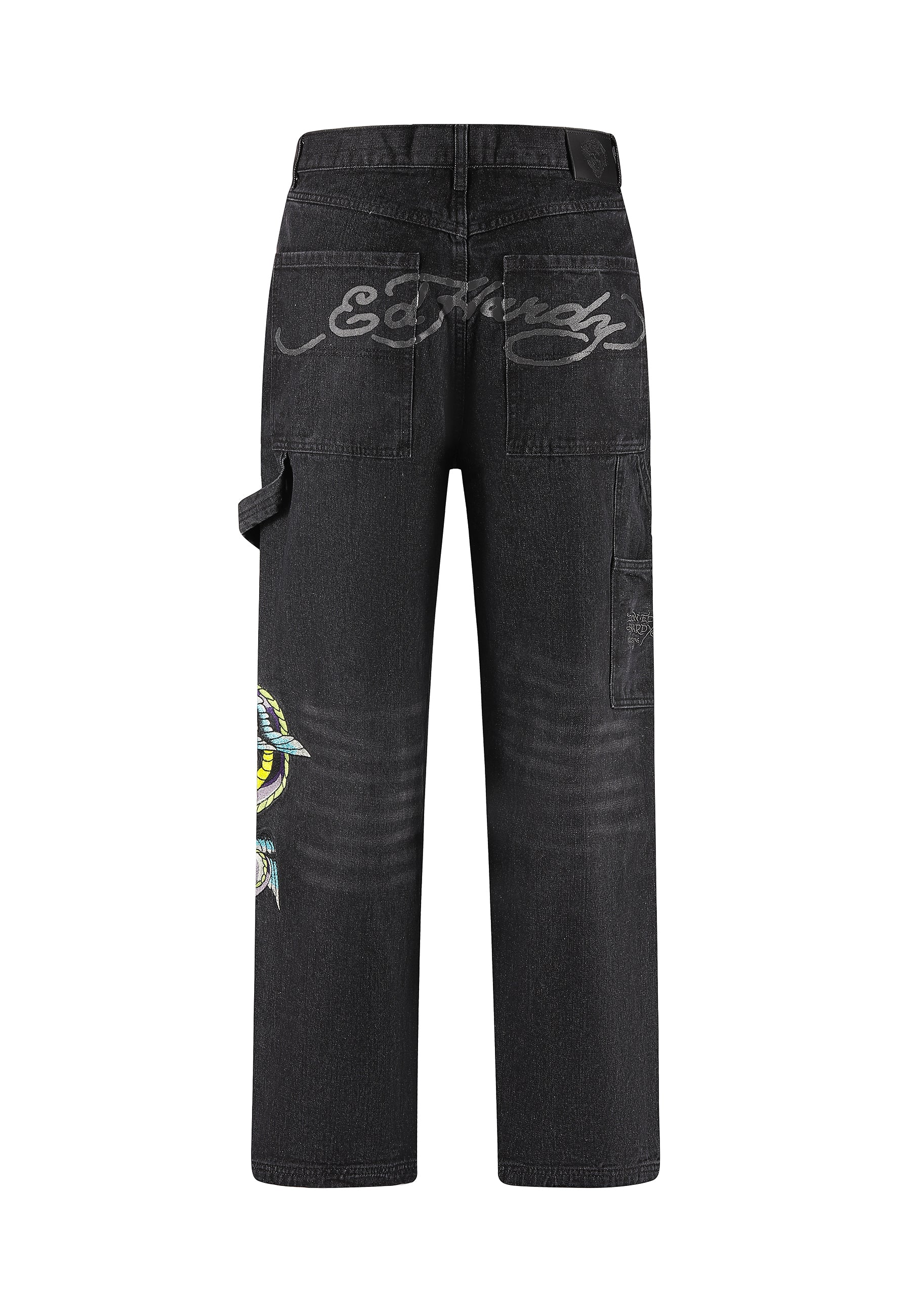 Mens Flying Dragon Carpenter Denim Trousers Jeans - Black - Image 10