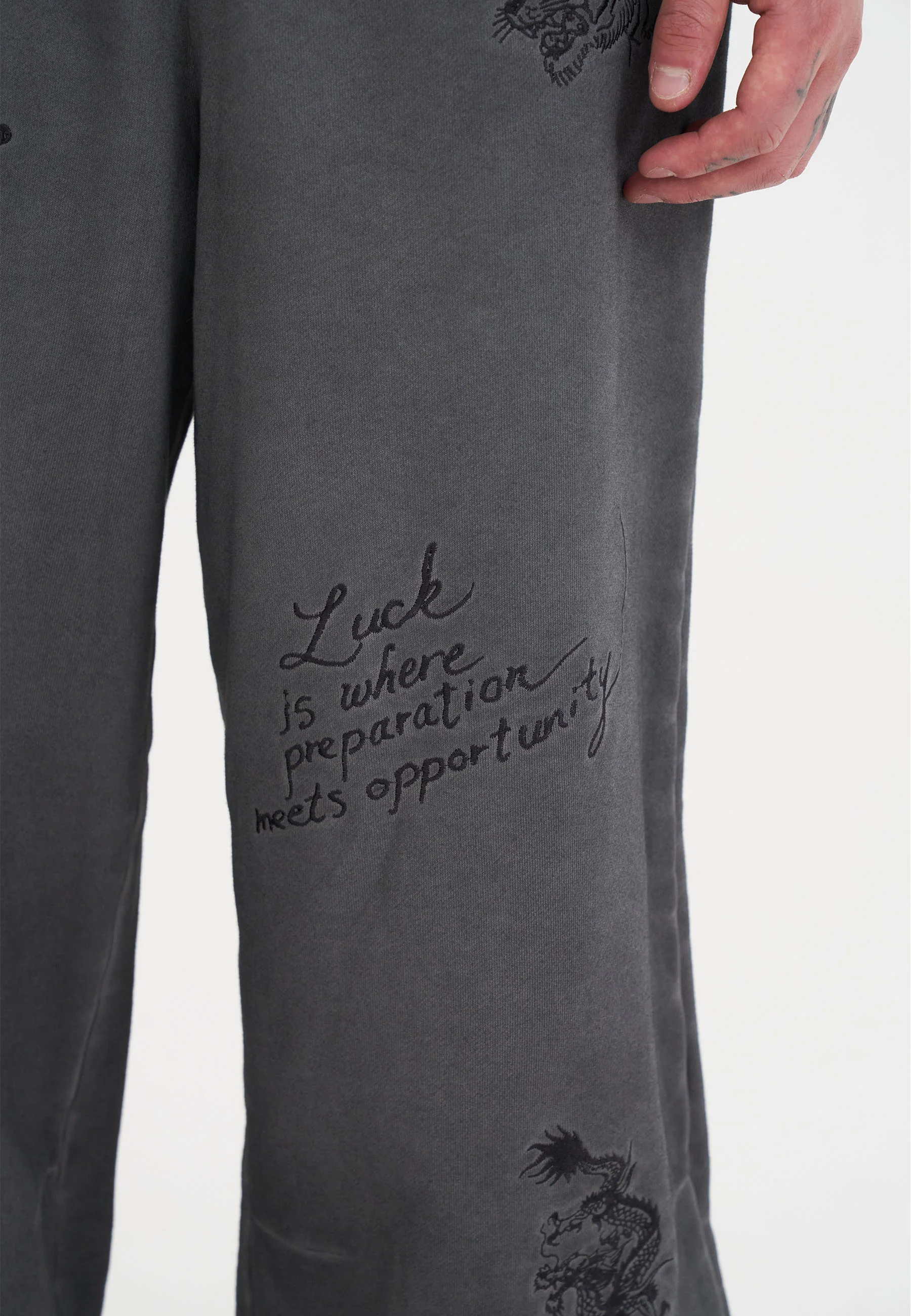 Mens Multiple Graphic Distress Joggers Pants - Grey - Image 6