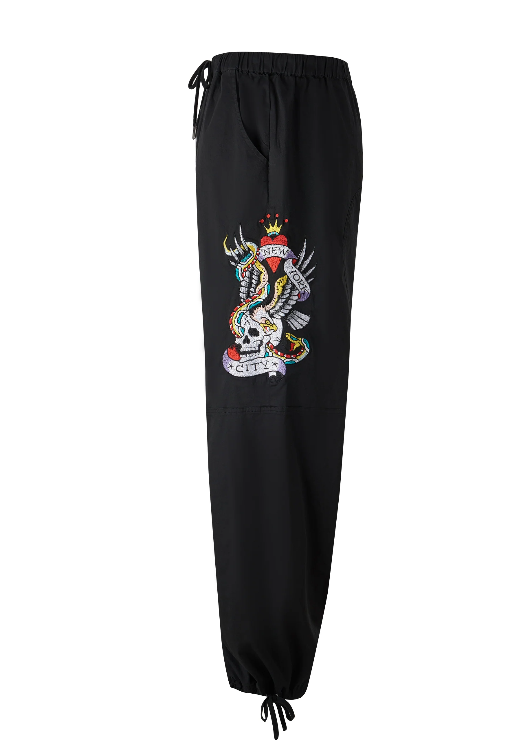 Mens Side-Snake-Skull Woven Tech Trouser - Black - Image 6