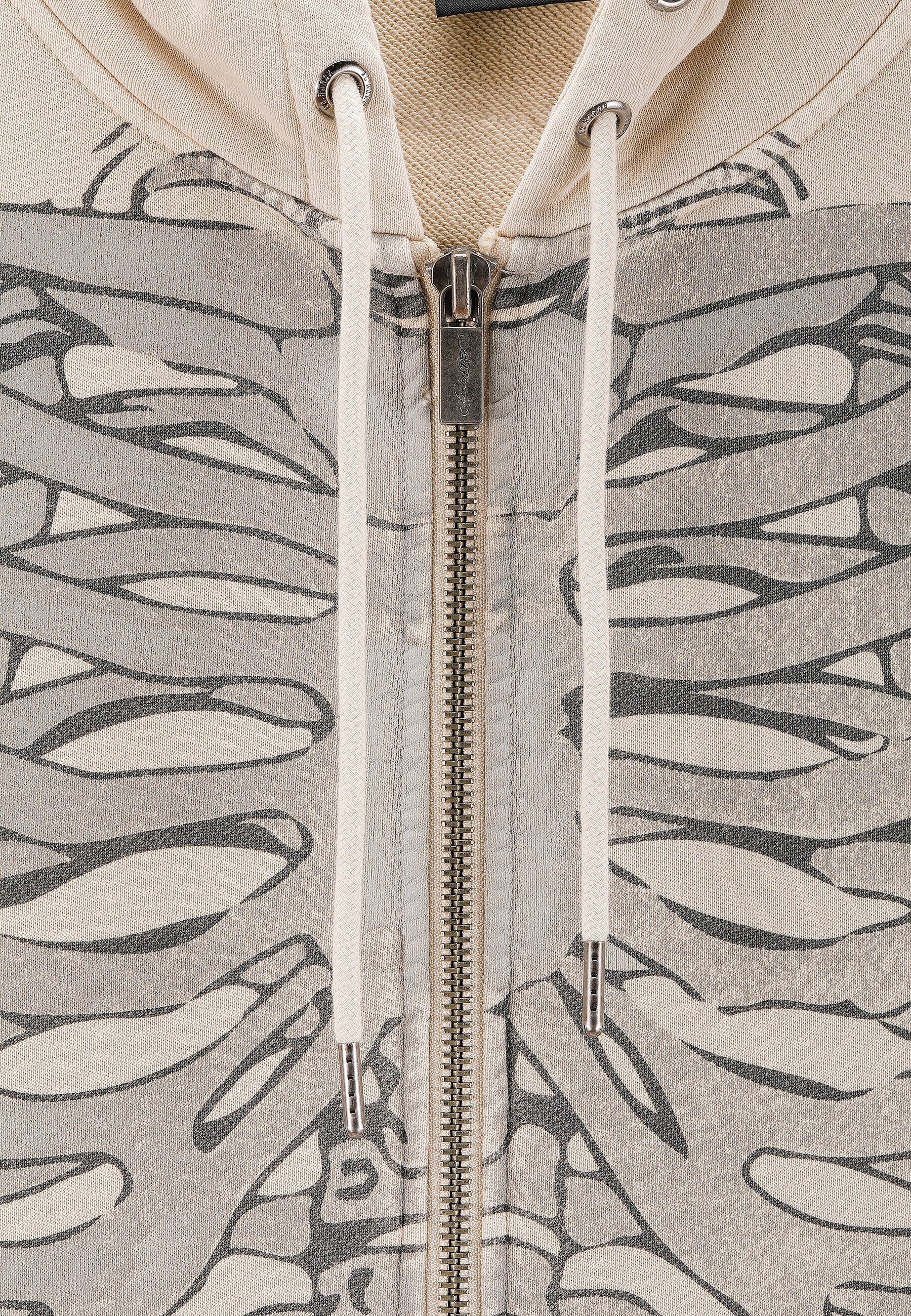 Mens Skeleton In Acid Zip Thru Hoodie - Ecru - Image 11