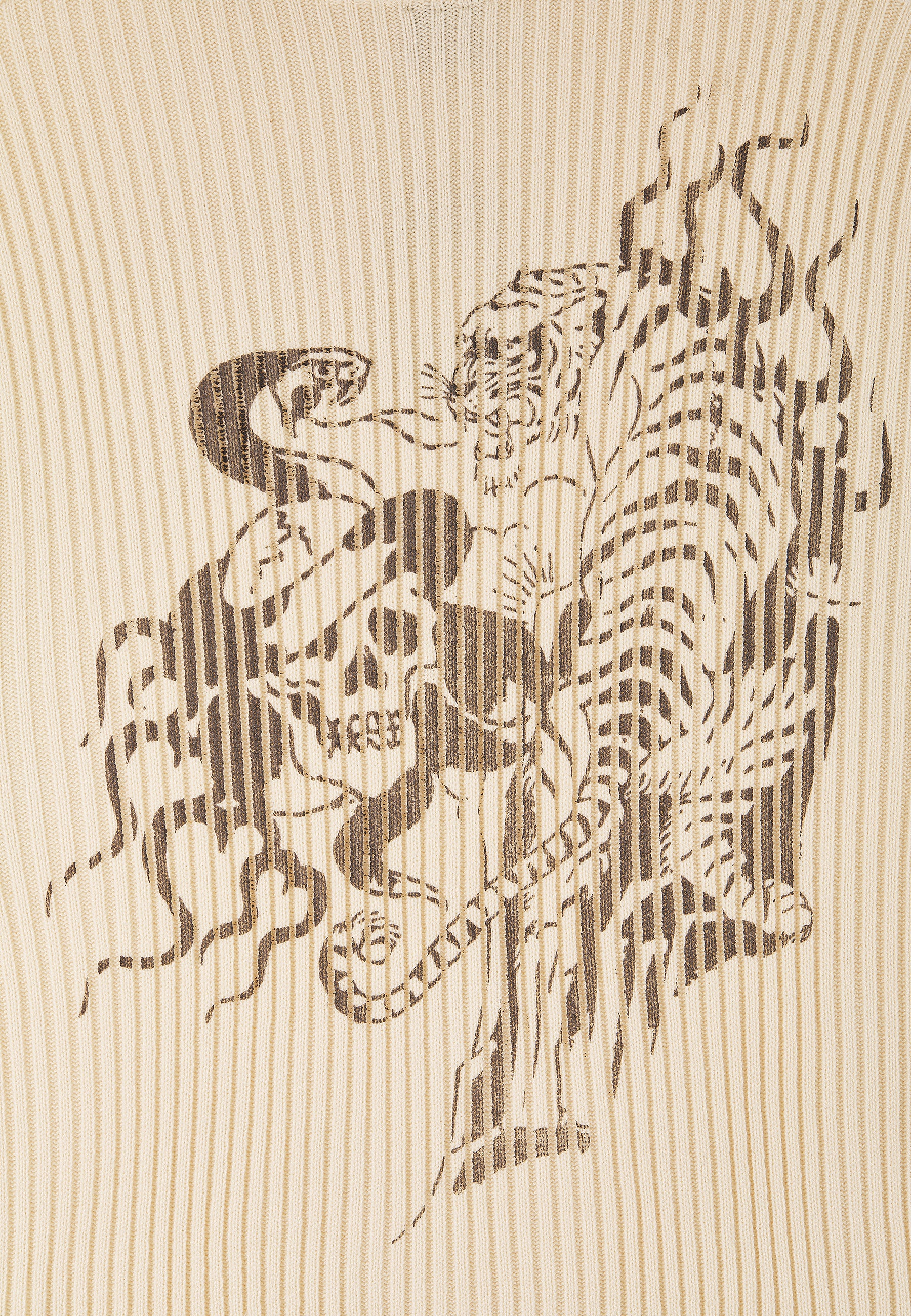 Mens Tiger And Snake In Flames Knitted Hoodie - Off White - Image 11