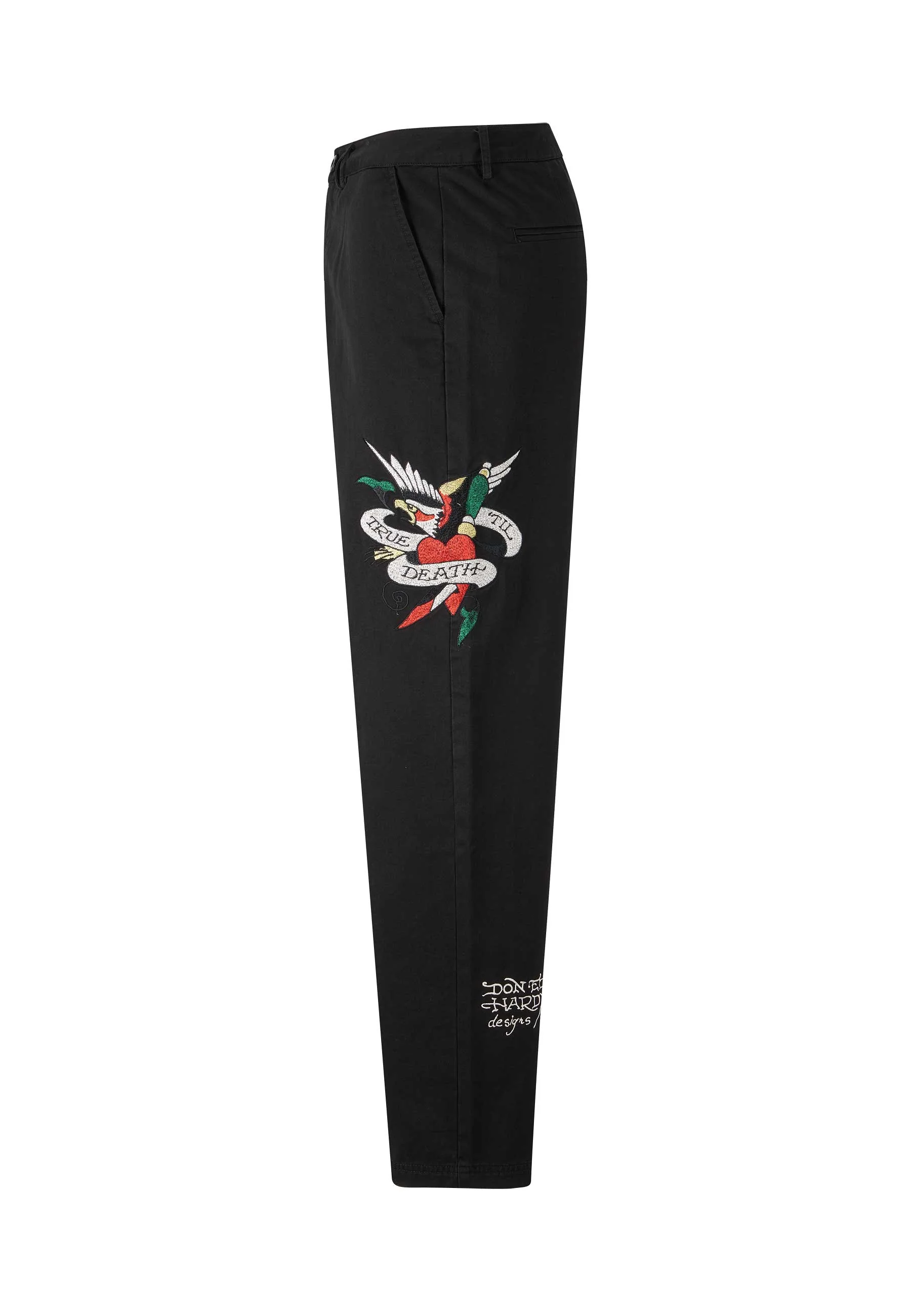 Mens True Till Death Baggy Skater Chinos - Black - Image 10