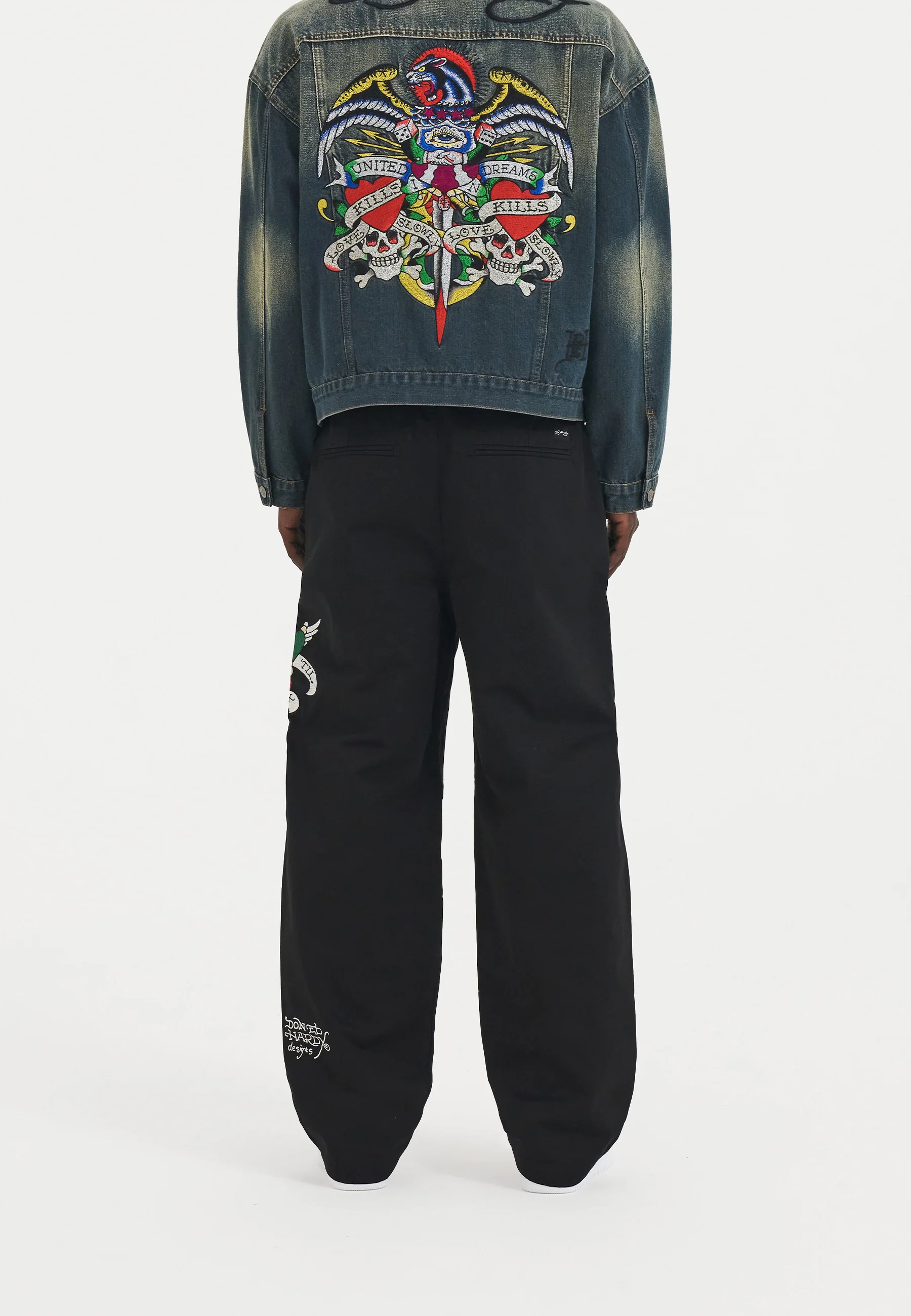 Mens True Till Death Baggy Skater Chinos - Black - Image 3