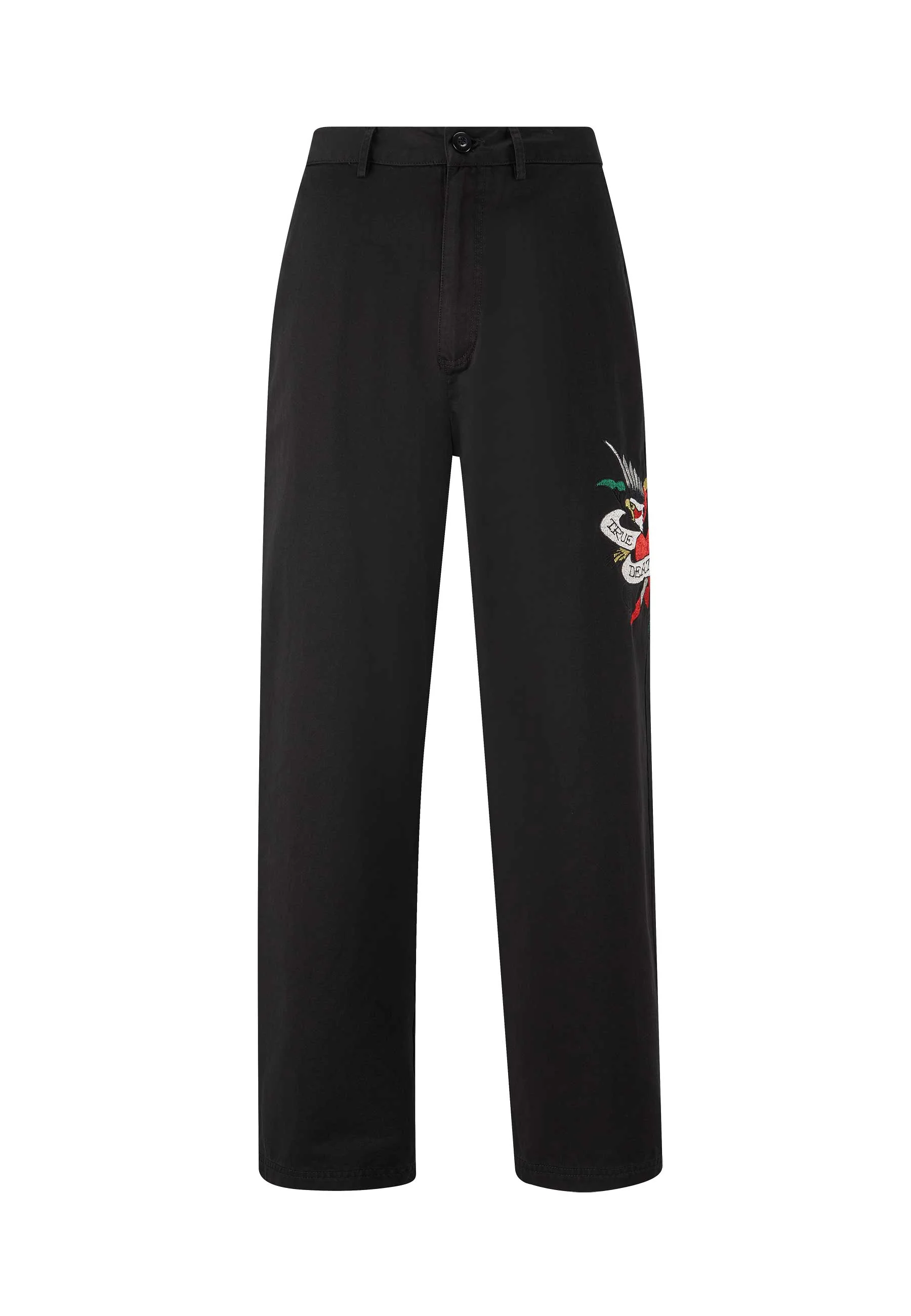 Mens True Till Death Baggy Skater Chinos - Black - Image 8