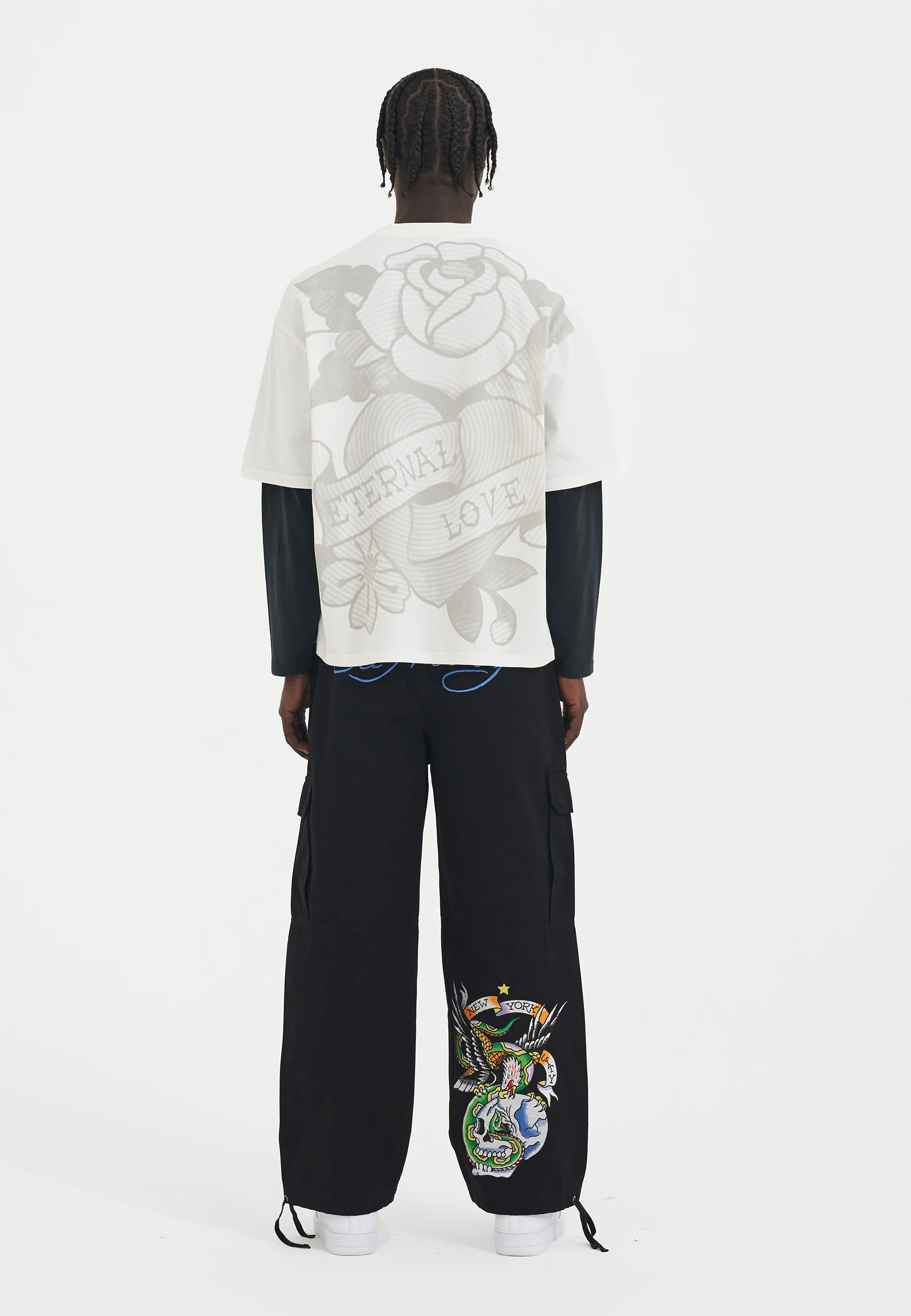 Mens Vintage Eternal Double Sleeve Relaxed Tshirt - White - Image 5