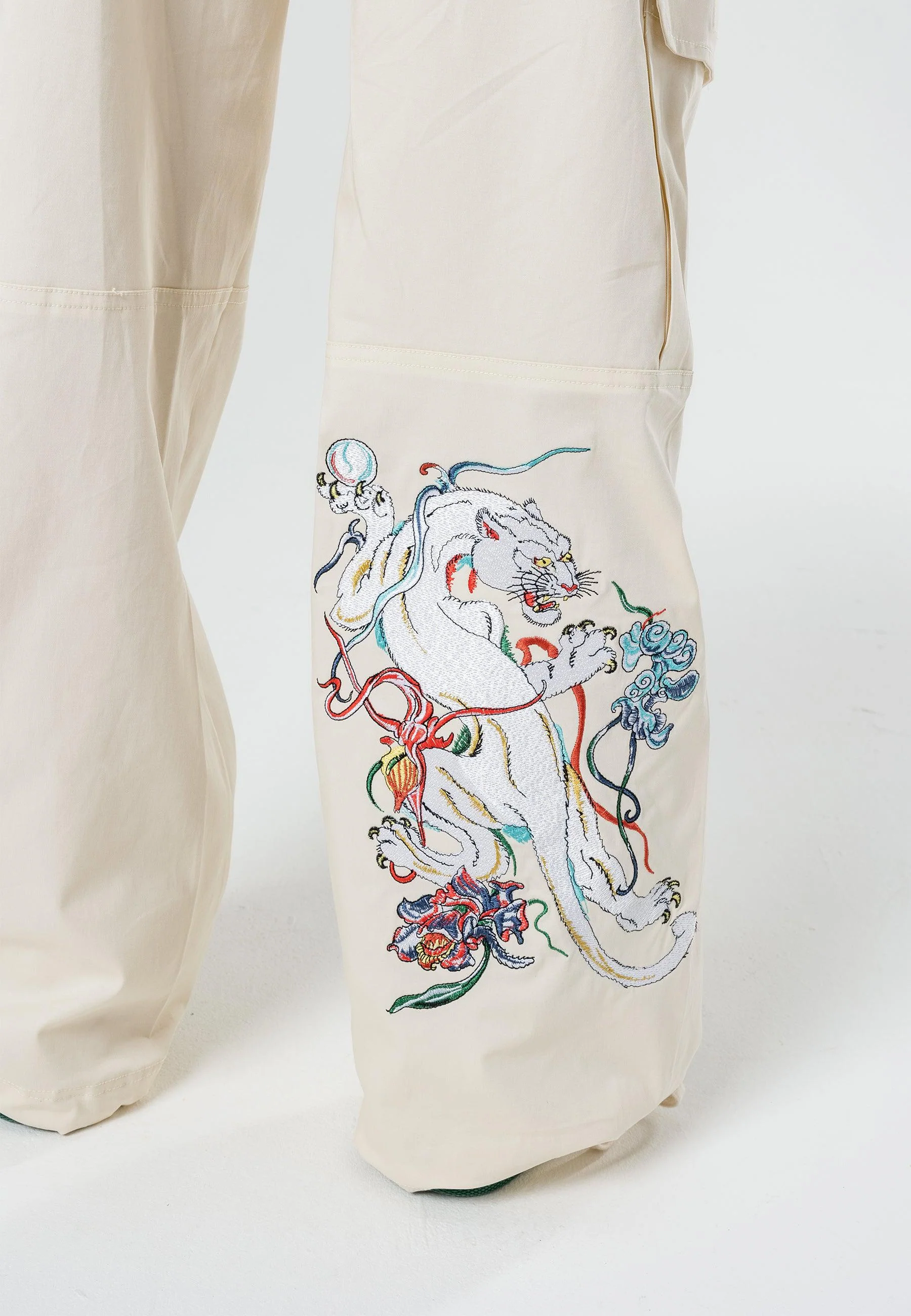 Womens Mystic Panther Cargo Pants Trousers - Ecru - Image 5