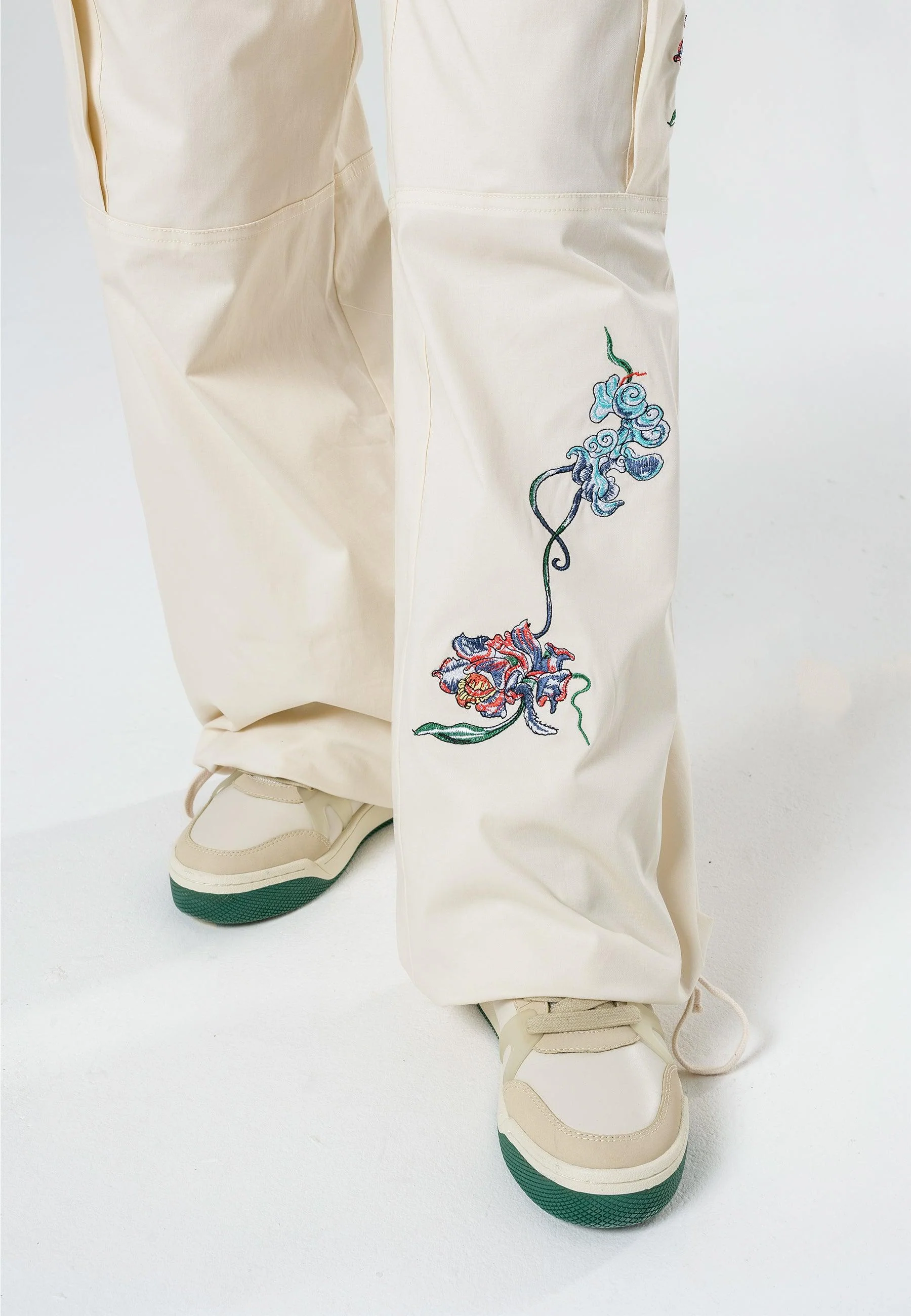 Womens Mystic Panther Cargo Pants Trousers - Ecru - Image 6