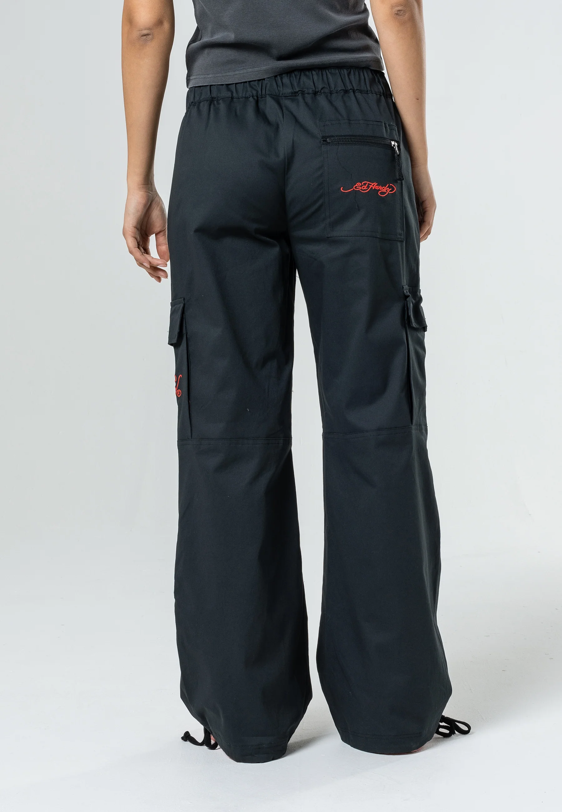 Womens Tiger Cargo Pants Trousers - Black - Image 8