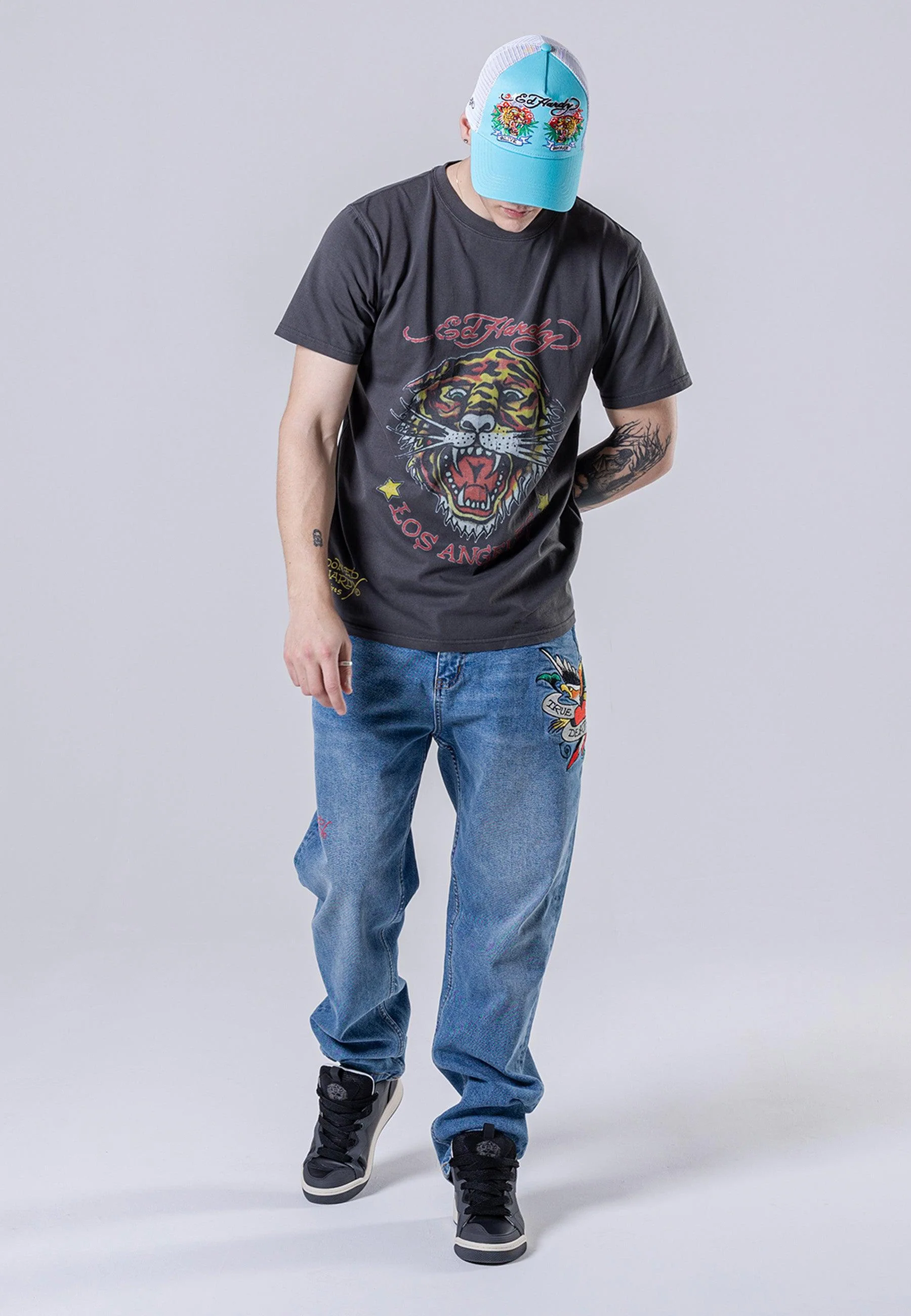 Mens Tiger-Vintage Roar T-Shirt - Black - Image 4