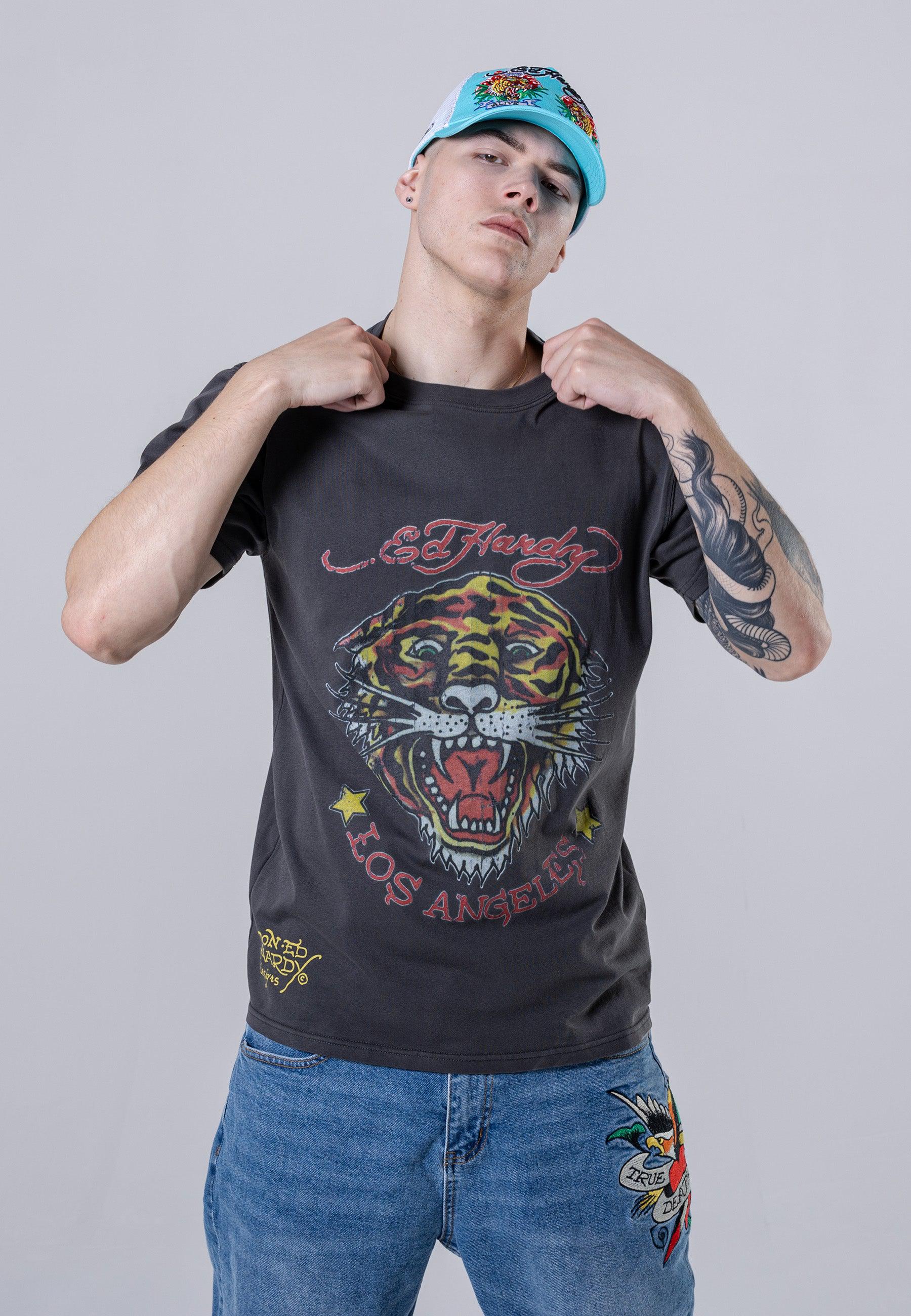 Mens Tiger-Vintage Roar T-Shirt - Black - Image 5