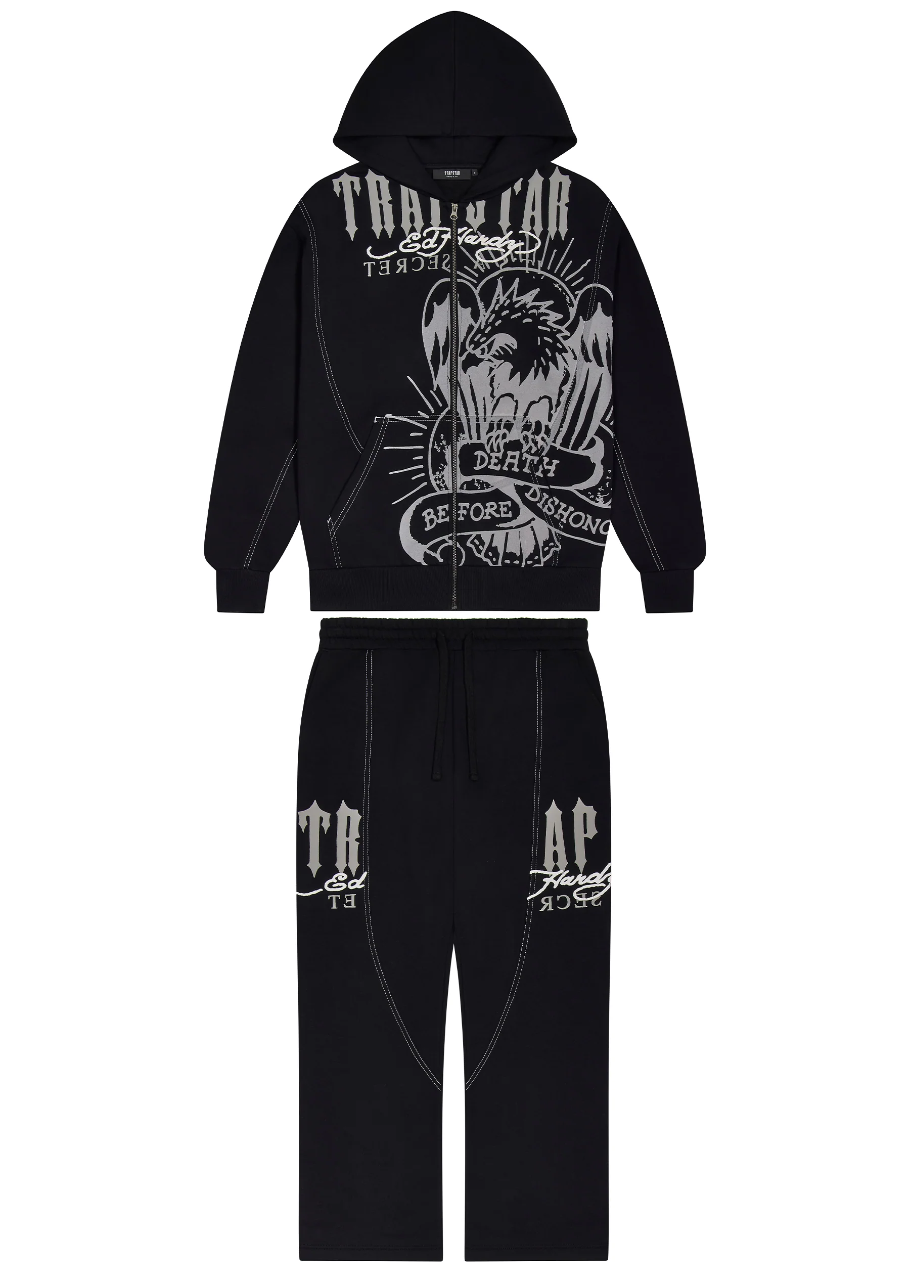 Trapstar X Ed Hardy DBD Tracksuit Hoodie - Black - Image 3