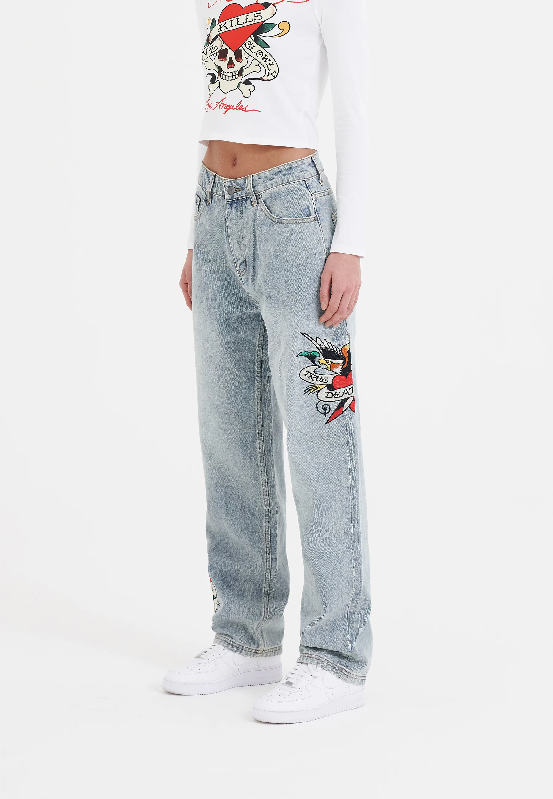 Womens True-Til-Death Relaxed Fit Denim Trousers Jeans - Bleach - Image 3