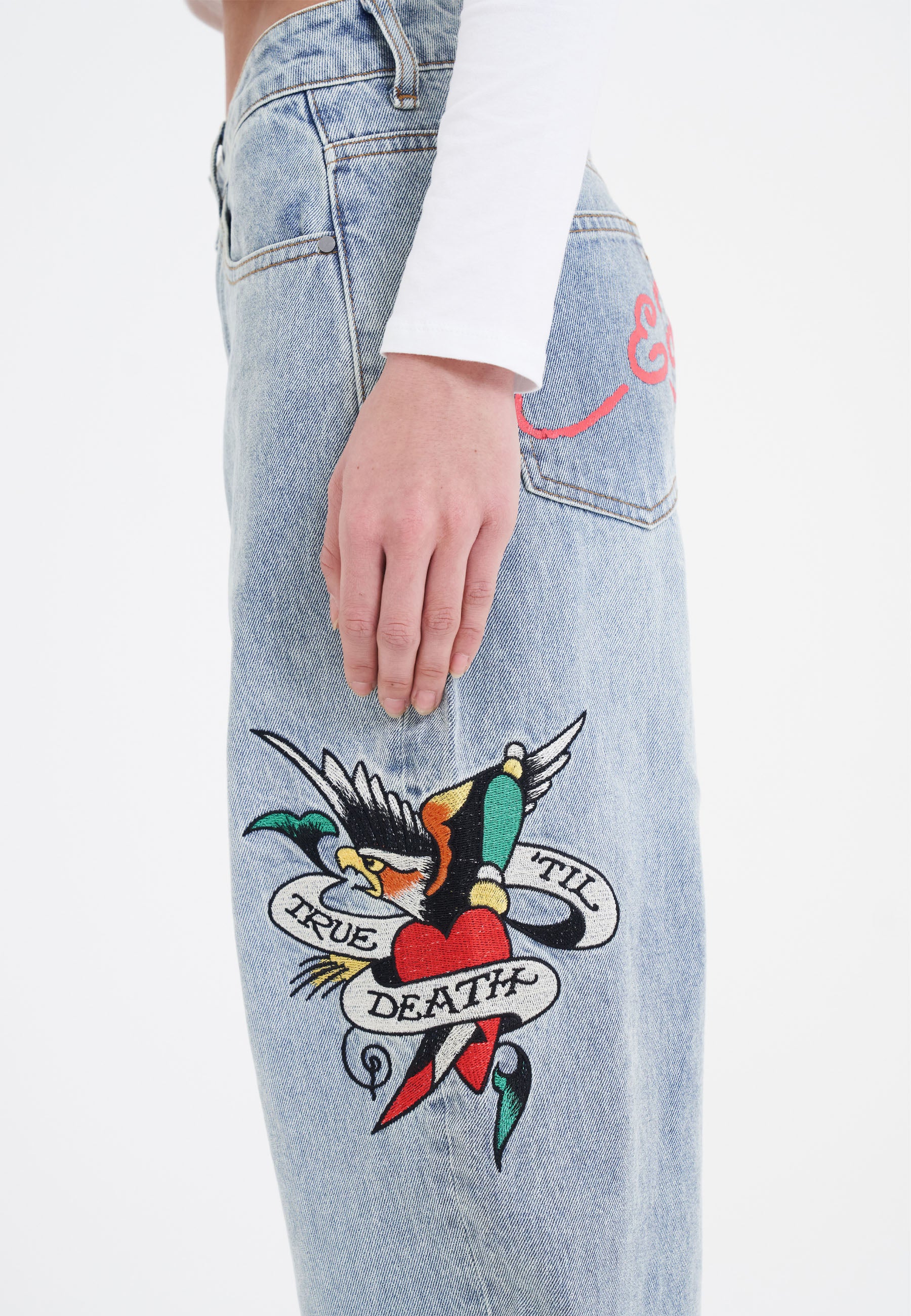 Womens True-Til-Death Relaxed Fit Denim Trousers Jeans - Bleach - Image 4