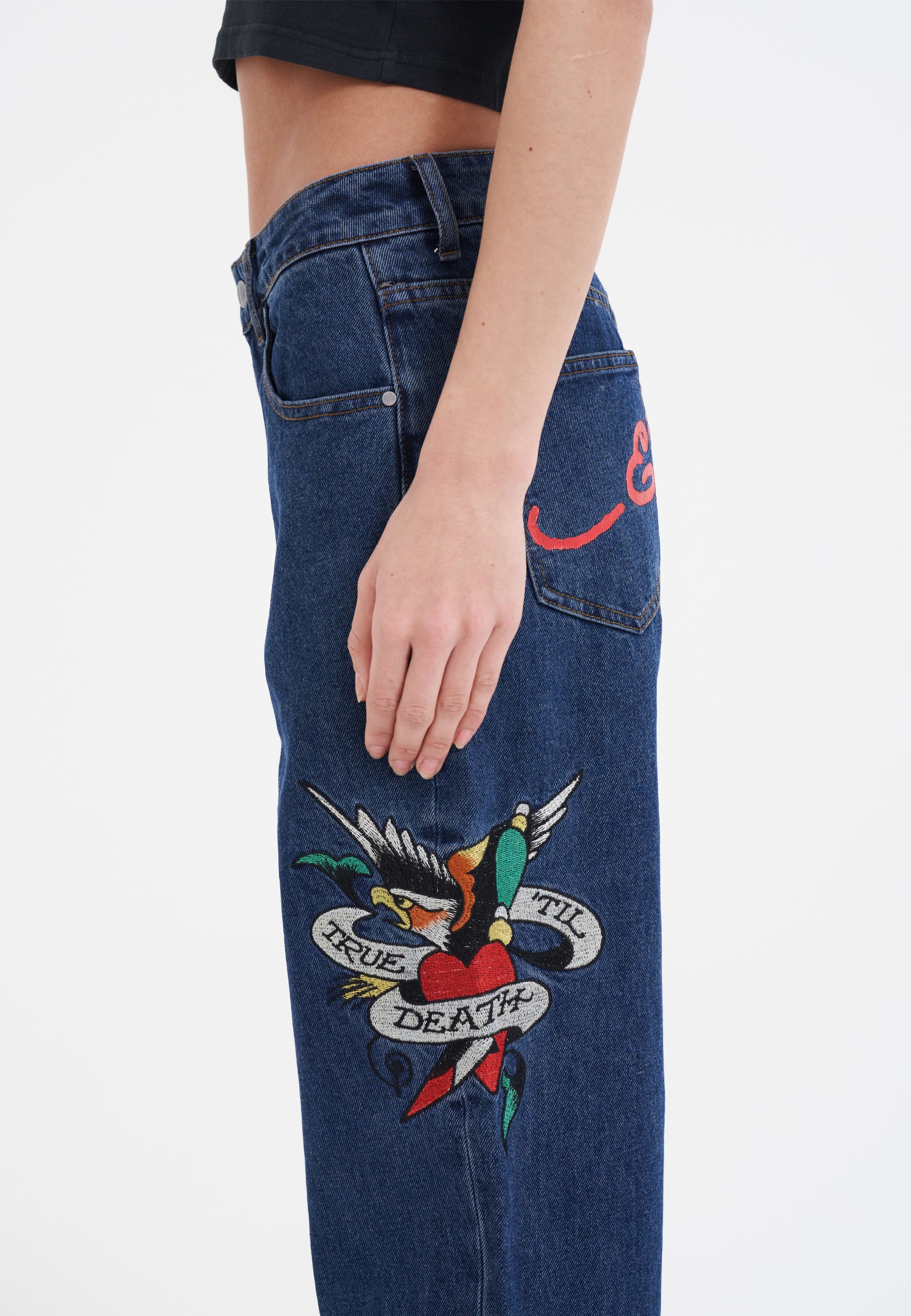 Womens True-Til-Death Relaxed Fit Denim Trousers Jeans - Indigo - Image 4