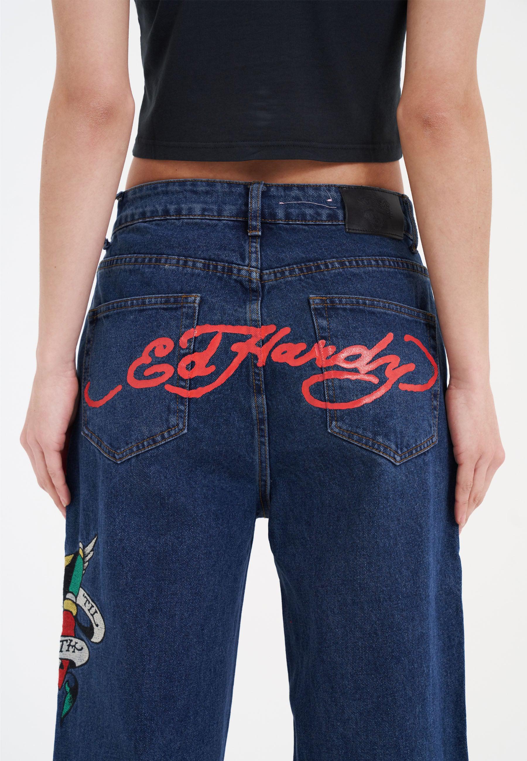 Womens True-Til-Death Relaxed Fit Denim Trousers Jeans - Indigo - Image 6