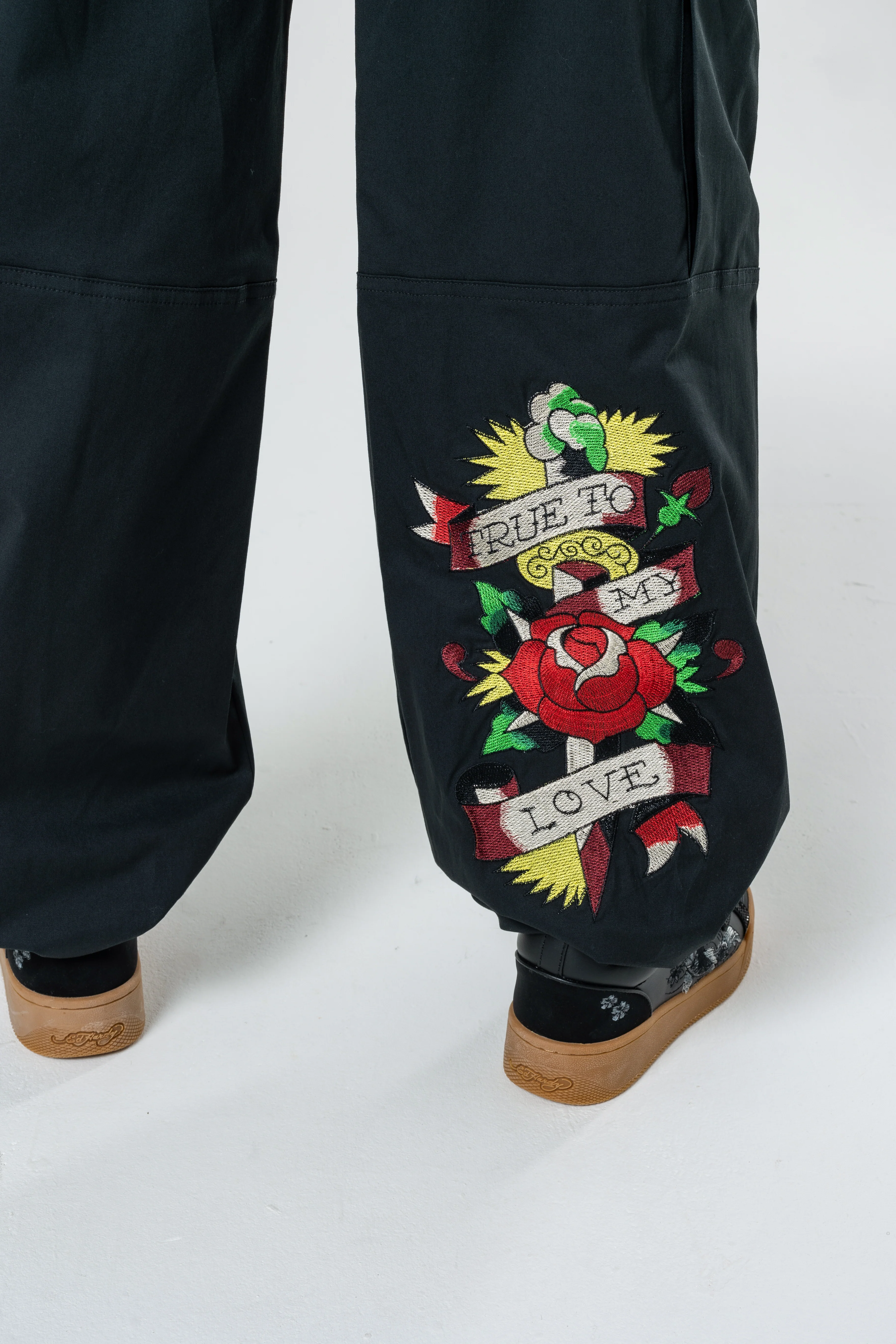 Womens True To My Love Cargo Pants Trousers - Black - Image 6