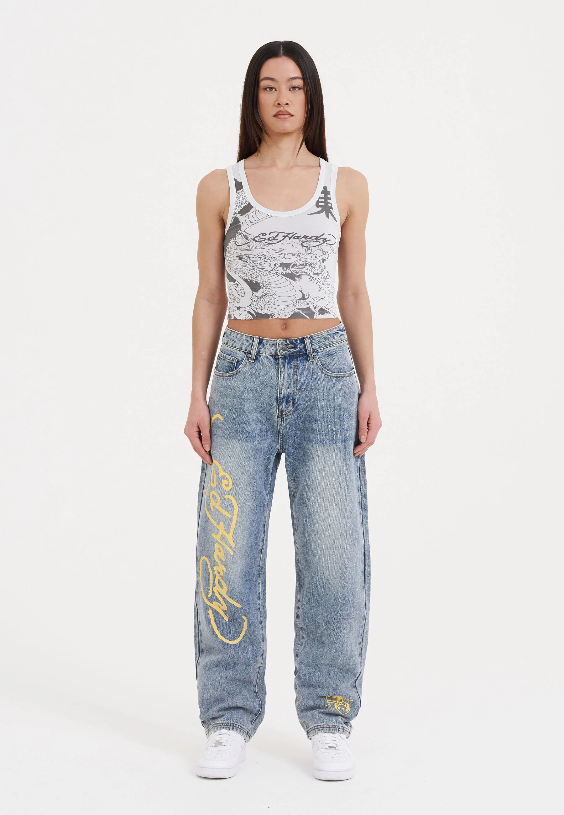 Womens Vibrant Dragon Cropped Vest - Blue - Image 4