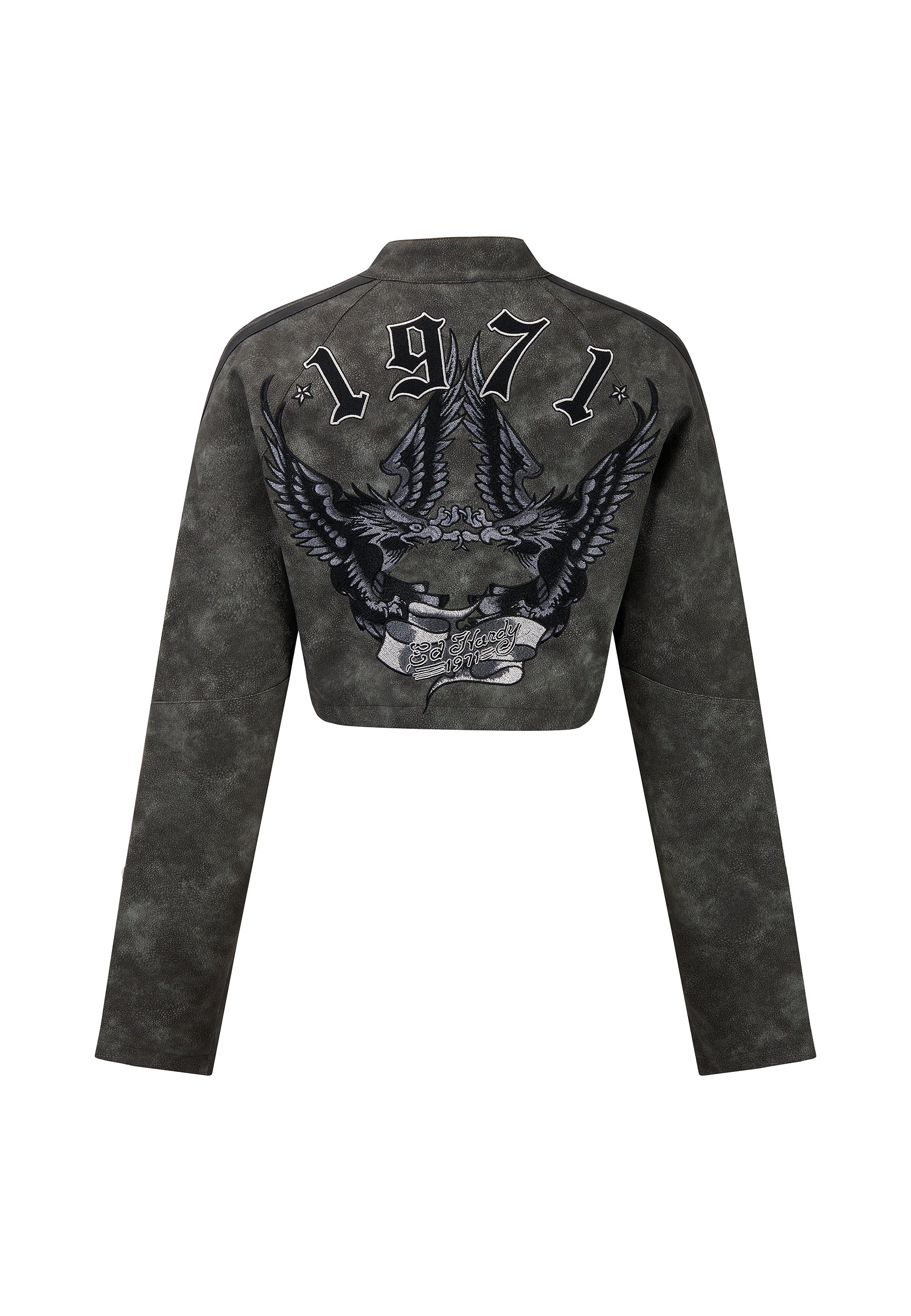 Womens 1971 Eagle Biker Jacket - Charcoal - Image 10