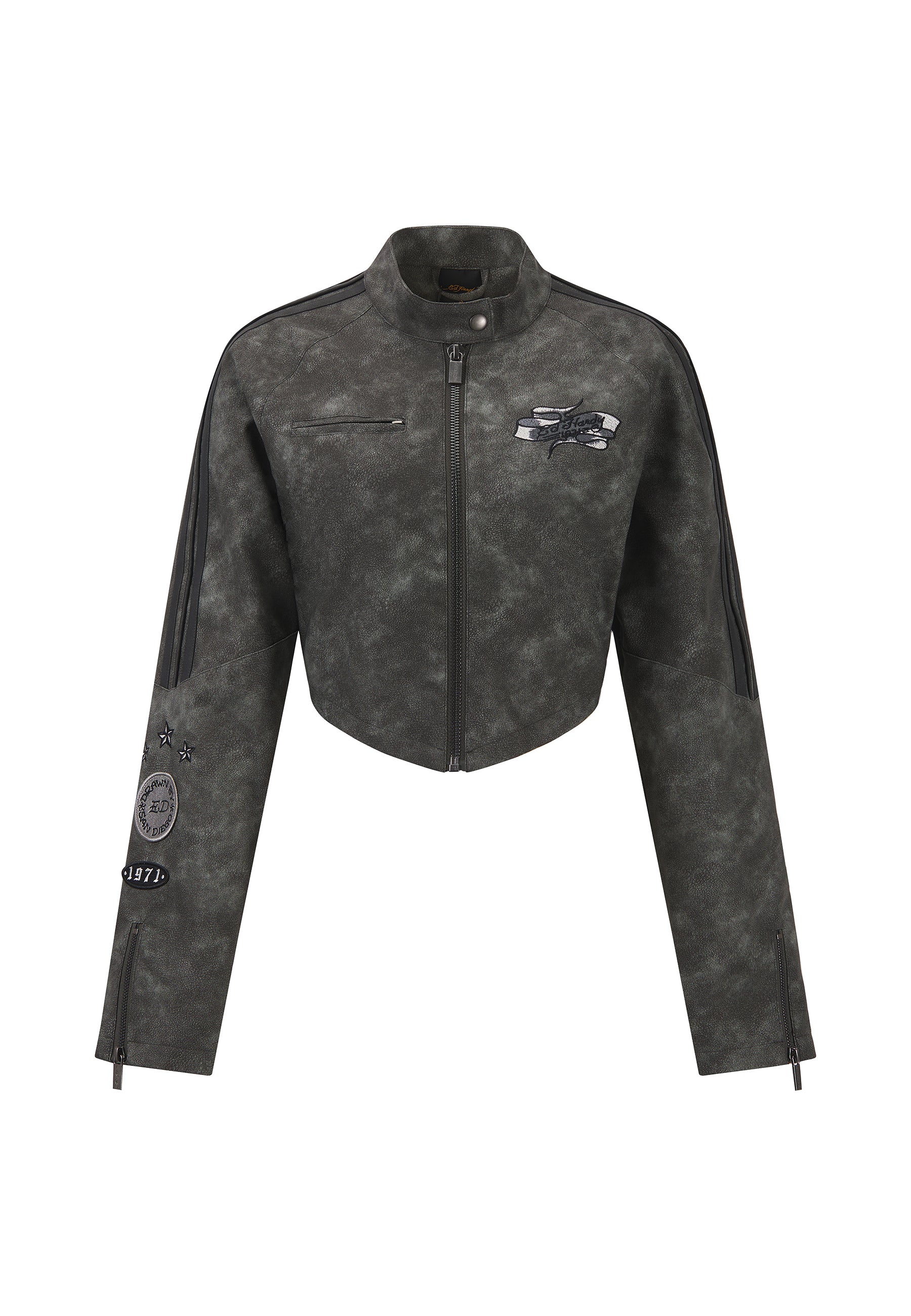 Womens 1971 Eagle Biker Jacket - Charcoal - Image 9